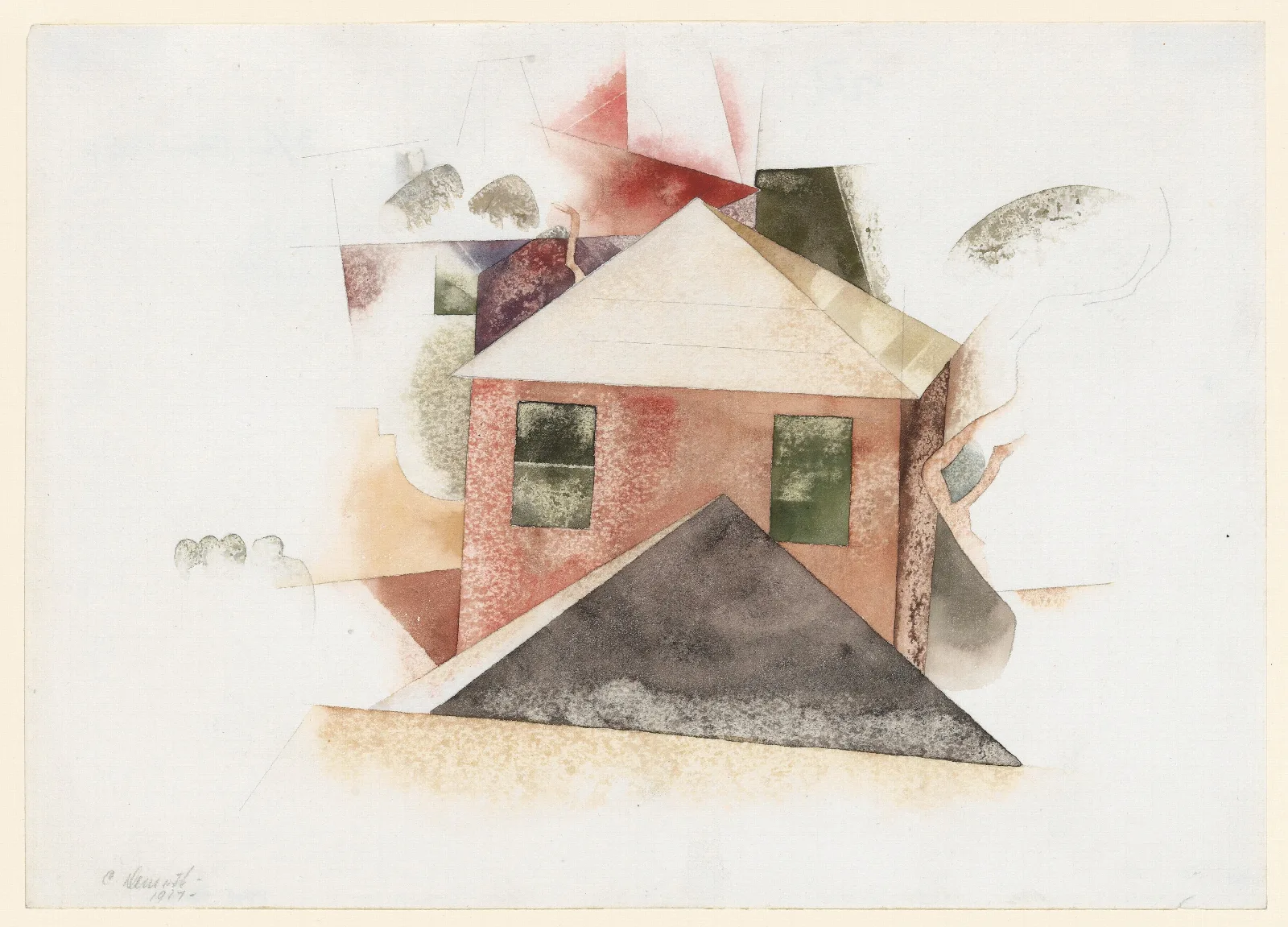 Houses With Red Wall Art by Charles Demuth - Canvas Print