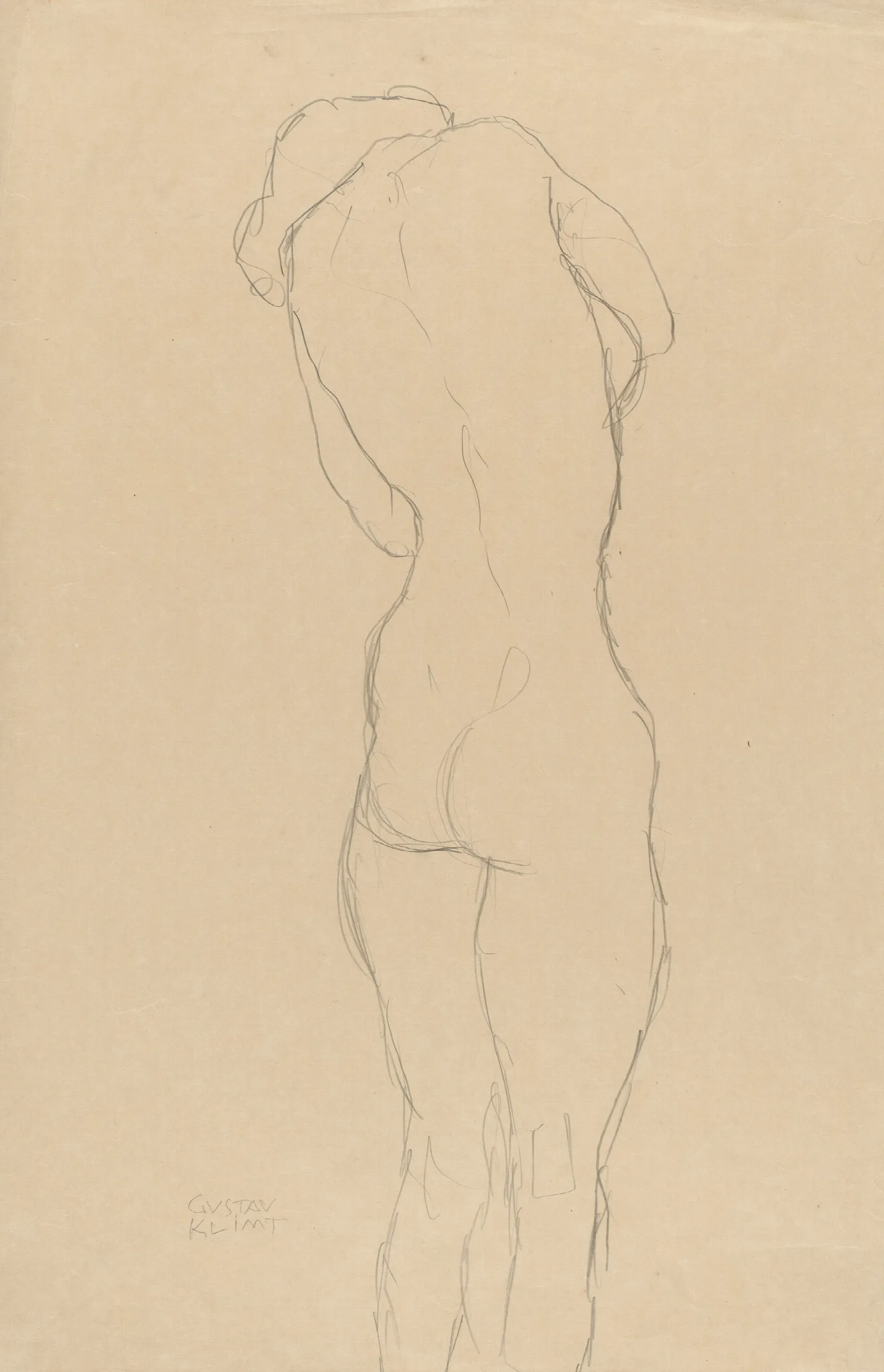 Stehender Ruckenakt Etwas Nach Rechts Wall Art by Gustav Klimt - Canvas Print