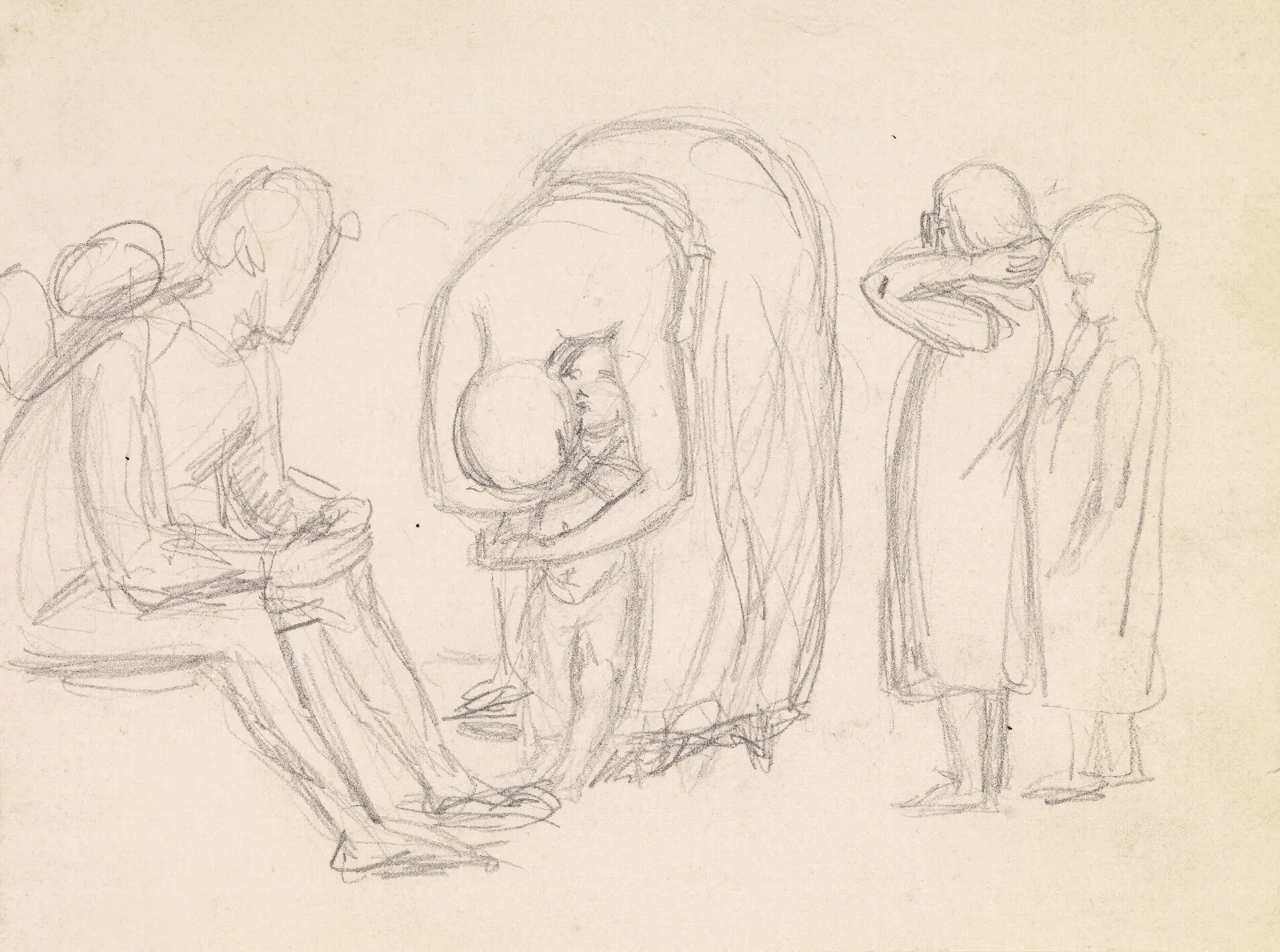 Tennysons Dora Figure Studies Wall Art by Sir John Everett Millais - Canvas Print
