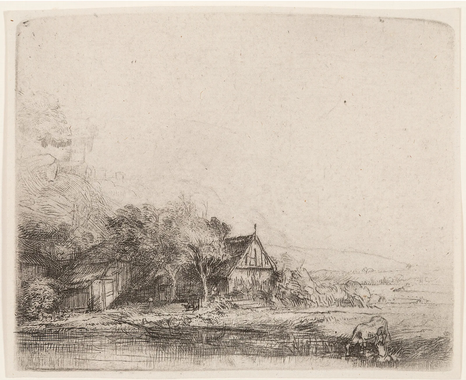 Landscape With Cow Wall Art by Rembrandt van Rijn - Canvas Print