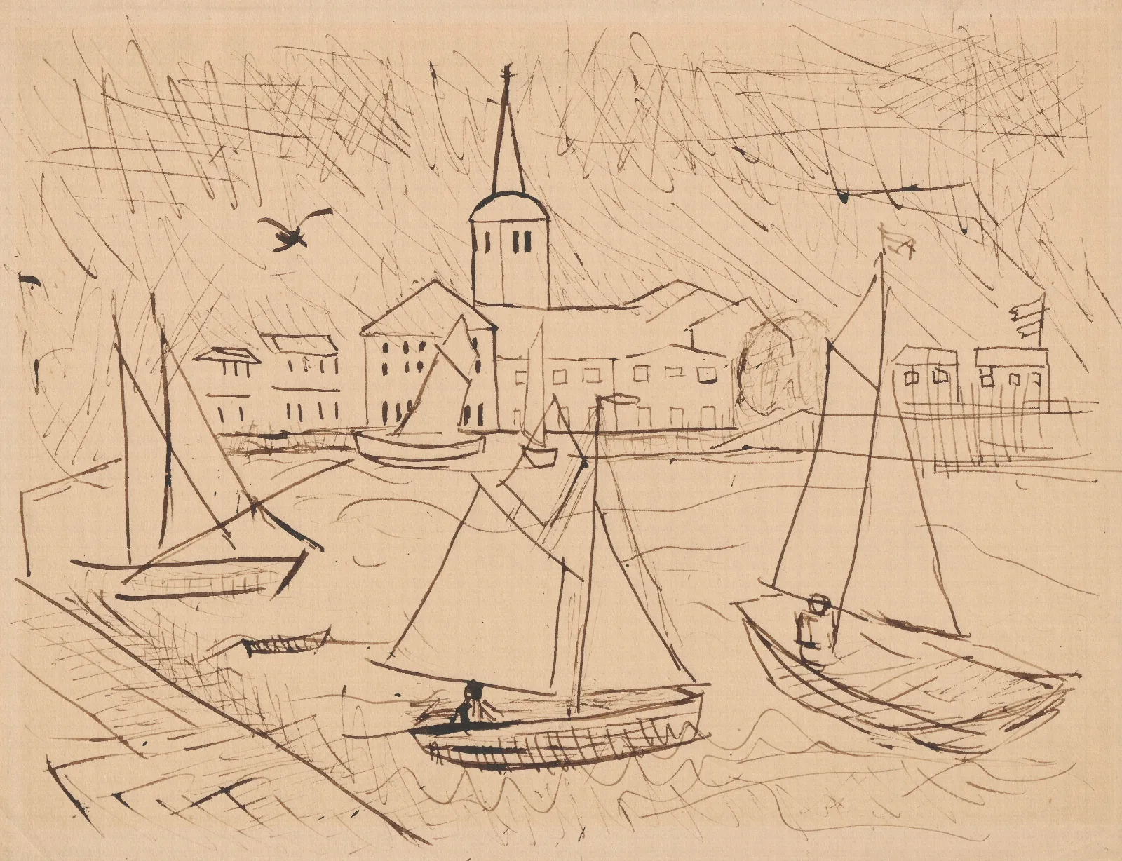 Port Z Widokiem Na Miasto Wall Art by Tadeusz Makowski - Canvas Print