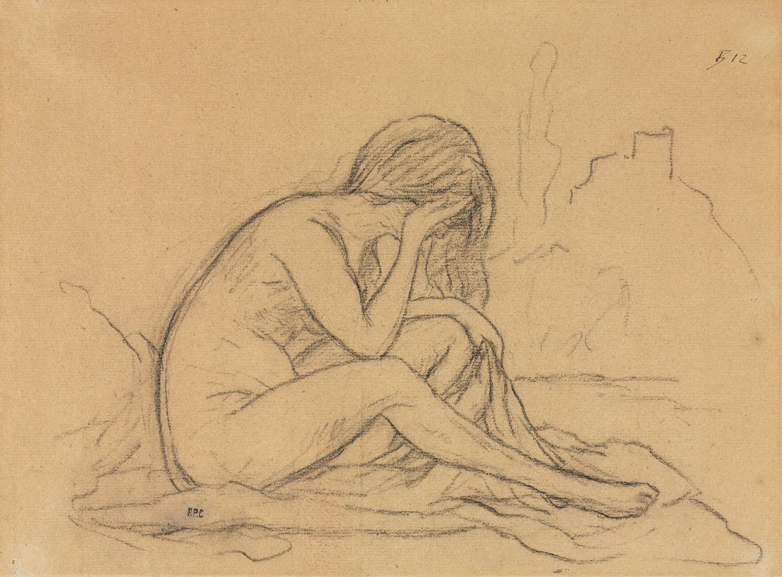 Study Of A Female Nude Possibly For An Unrealized Allegorical Painting Recto Wall Art by Pierre Puvis de Chavannes - Canvas Print
