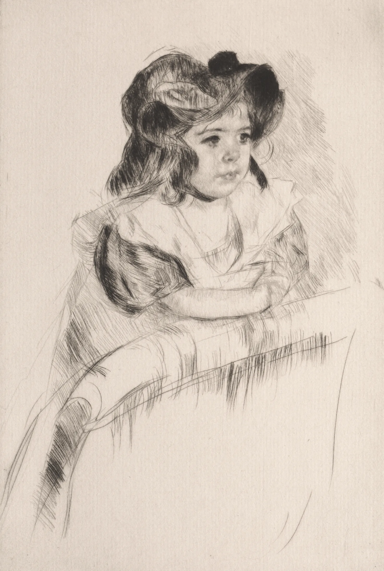 Margot Resting Arms On Back Of Armchair Wall Art by Mary Cassatt - Canvas Print