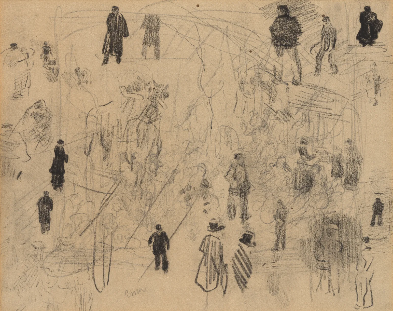 Schetsen Van Figuren En Paarden Wall Art by James Ensor - Canvas Print
