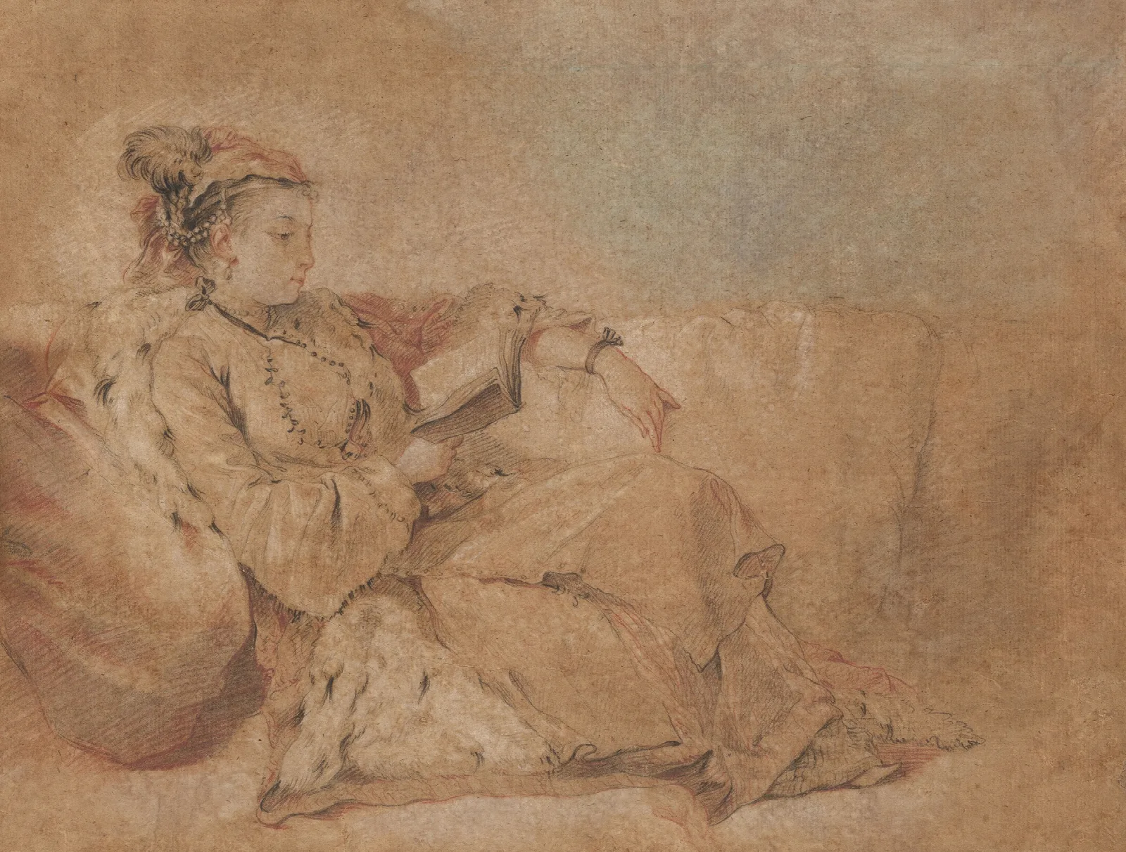 La Sultane Lisant Wall Art by François Boucher - Canvas Print