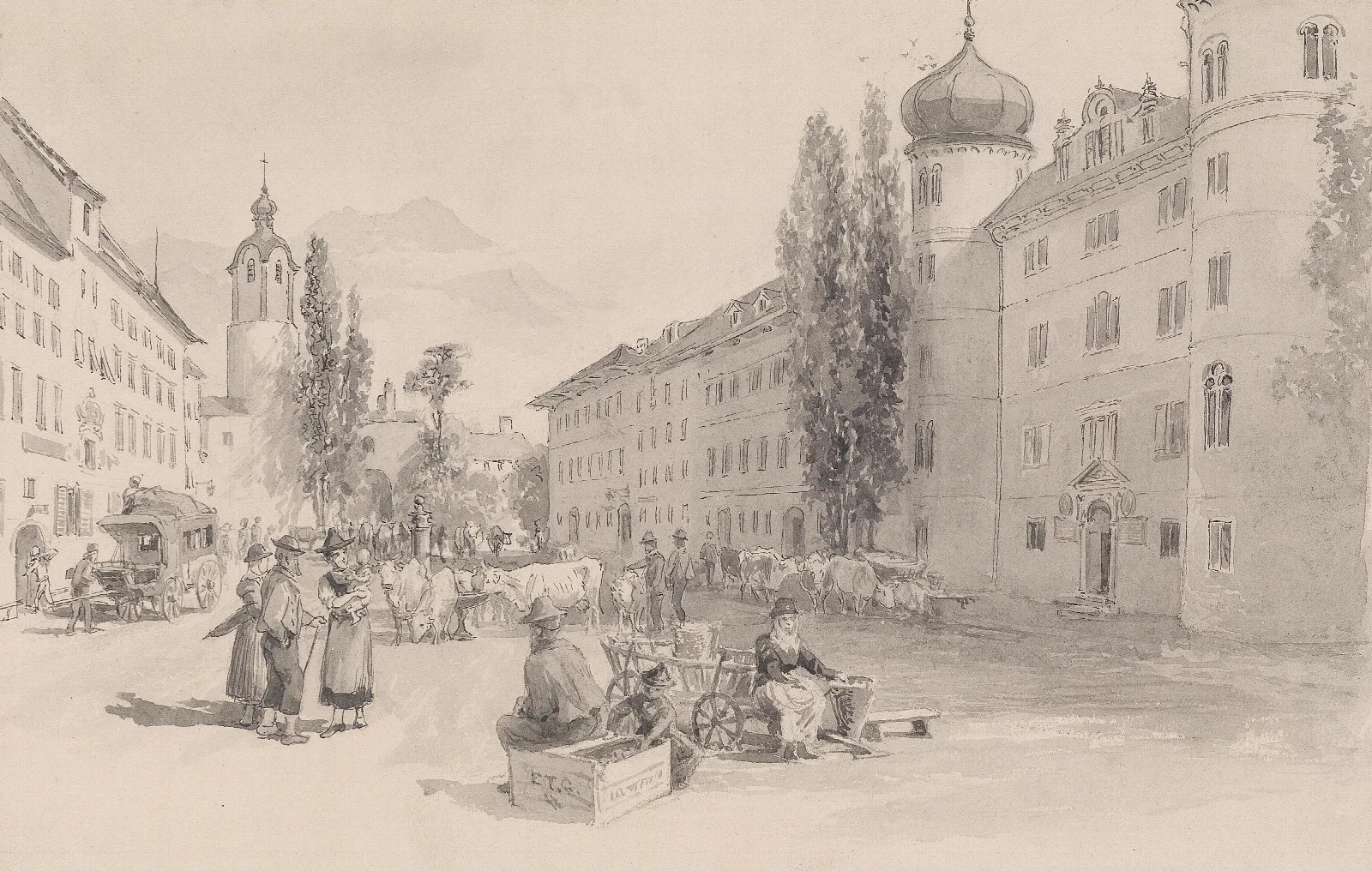 Hauptplatz In Lienz Wall Art by Edward Theodore Compton - Canvas Print