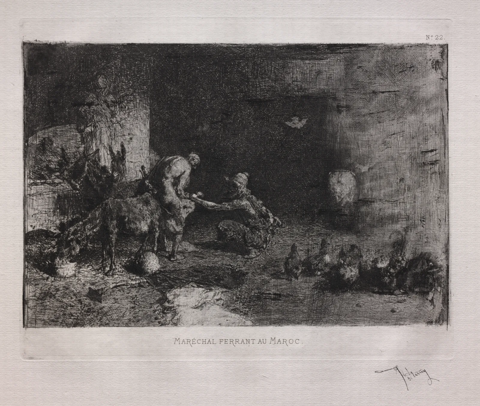Shoeing A Mule In Morocco Wall Art by Mariano Fortuny Marsal - Canvas Print