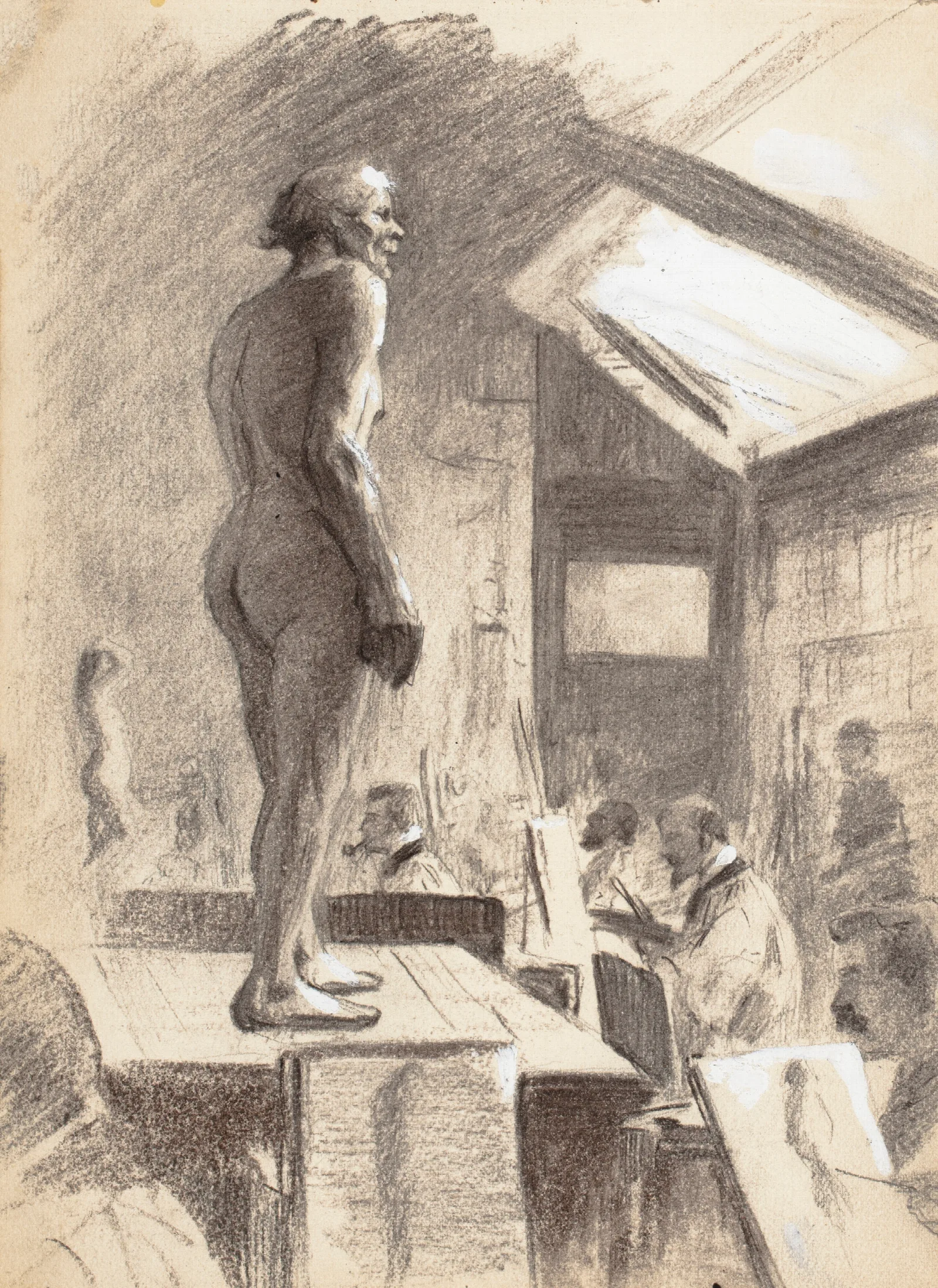 Taidekoulusta Miesmalli Etualalla Wall Art by Eero Järnefelt - Canvas Print