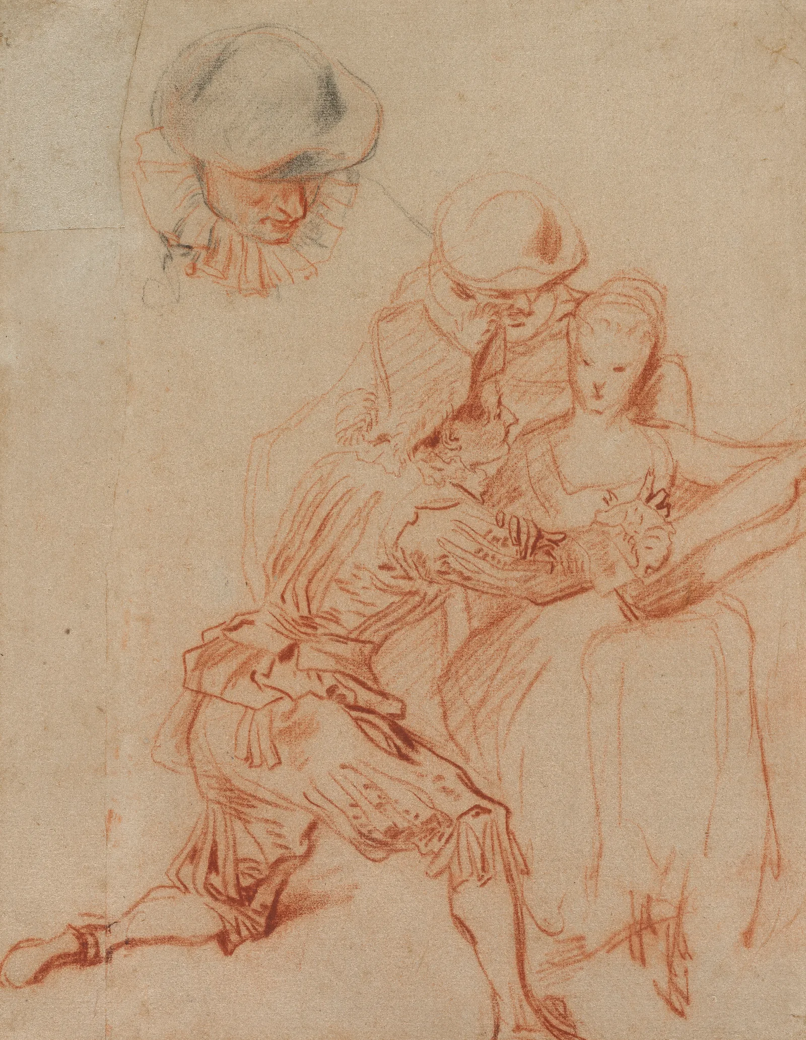 Study For The Romancer Le Conteur Wall Art by Jean-Antoine Watteau - Canvas Print