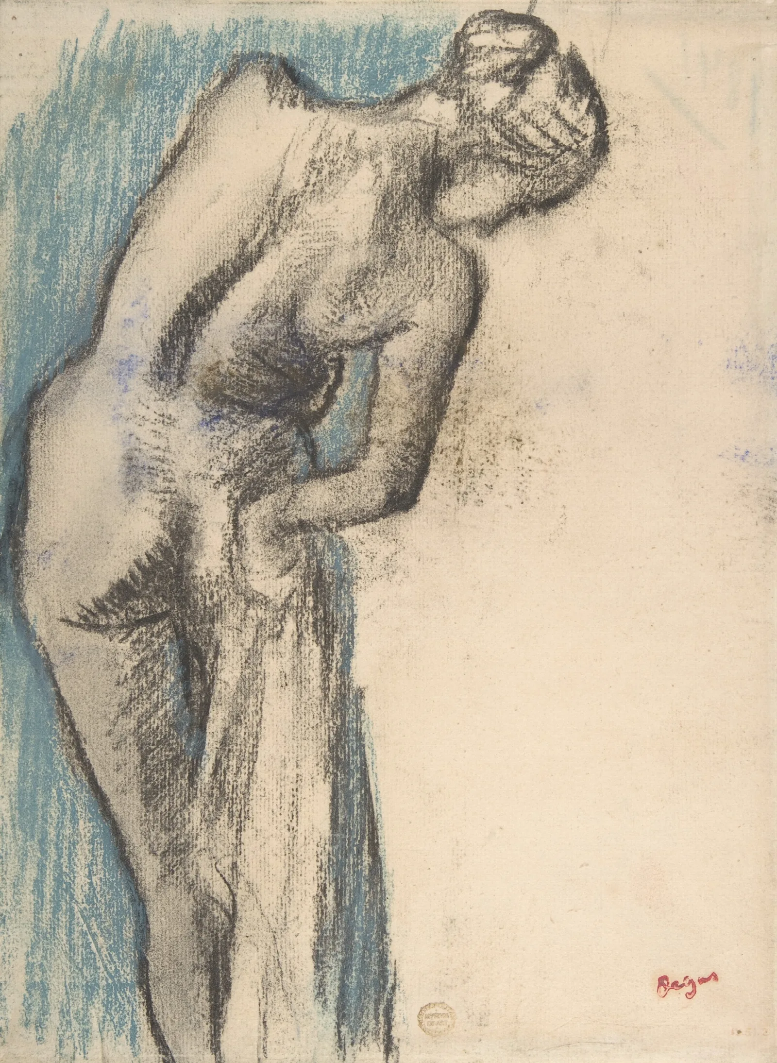 Bather Drying Herself Wall Art by Edgar Degas - Canvas Print