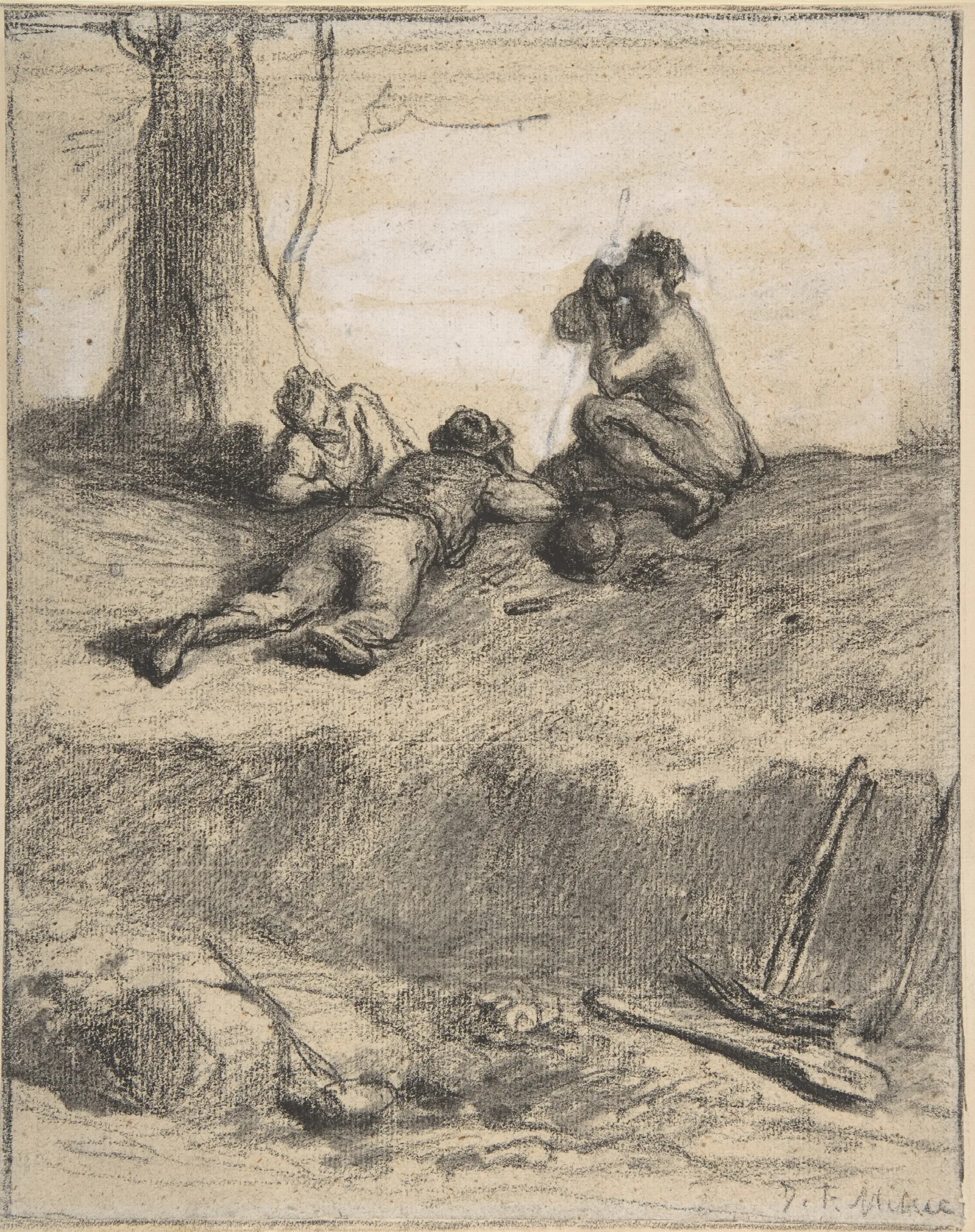 Roadworkers At Lunch Wall Art by Jean-François Millet - Canvas Print