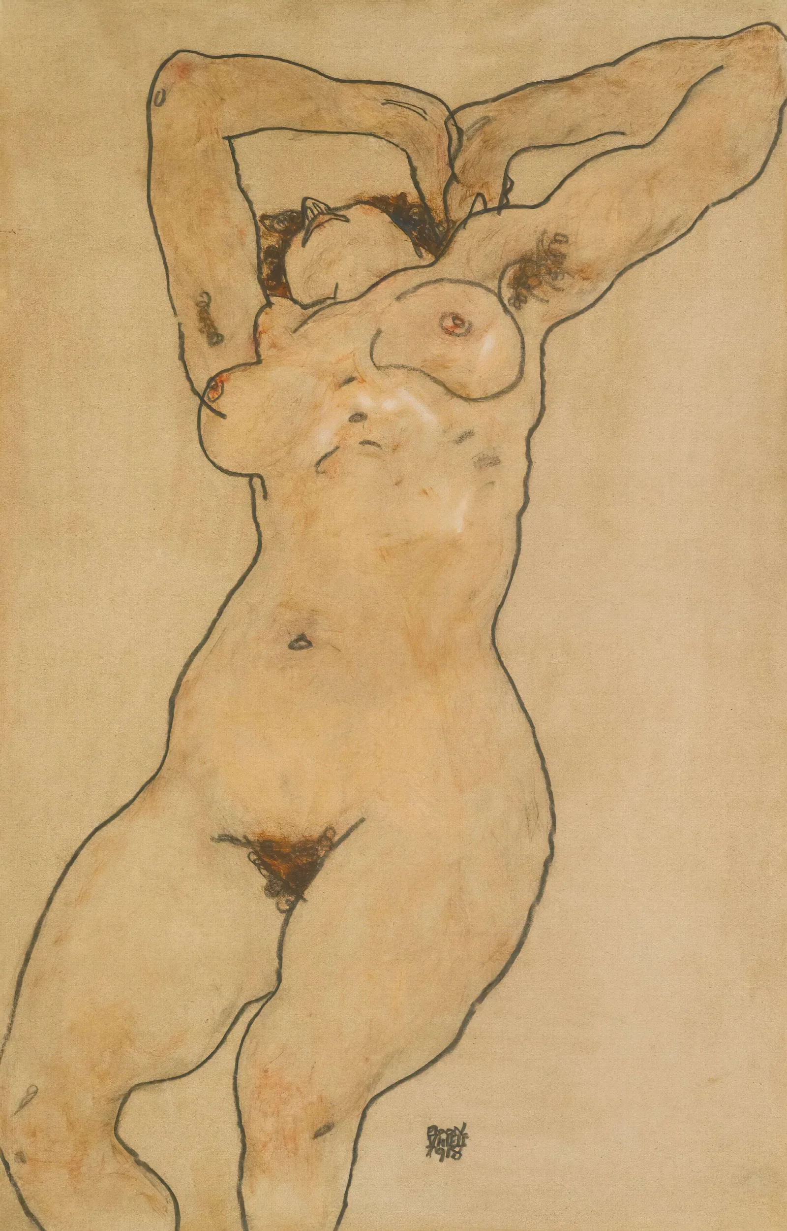 Liegende Reclining Nude Wall Art by Egon Schiele - Canvas Print