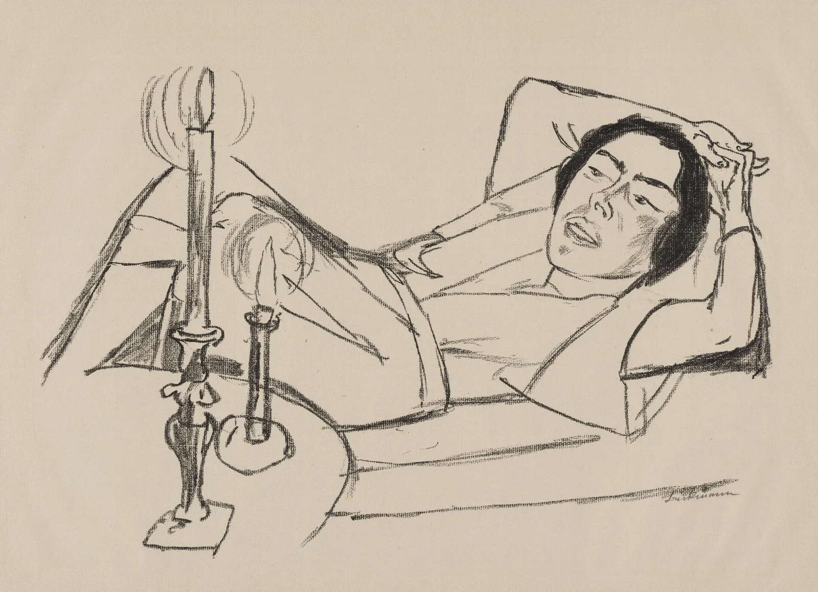 Reclining Woman Portrait Of Johanna Loeb 3 Wall Art by Max Beckmann - Canvas Print