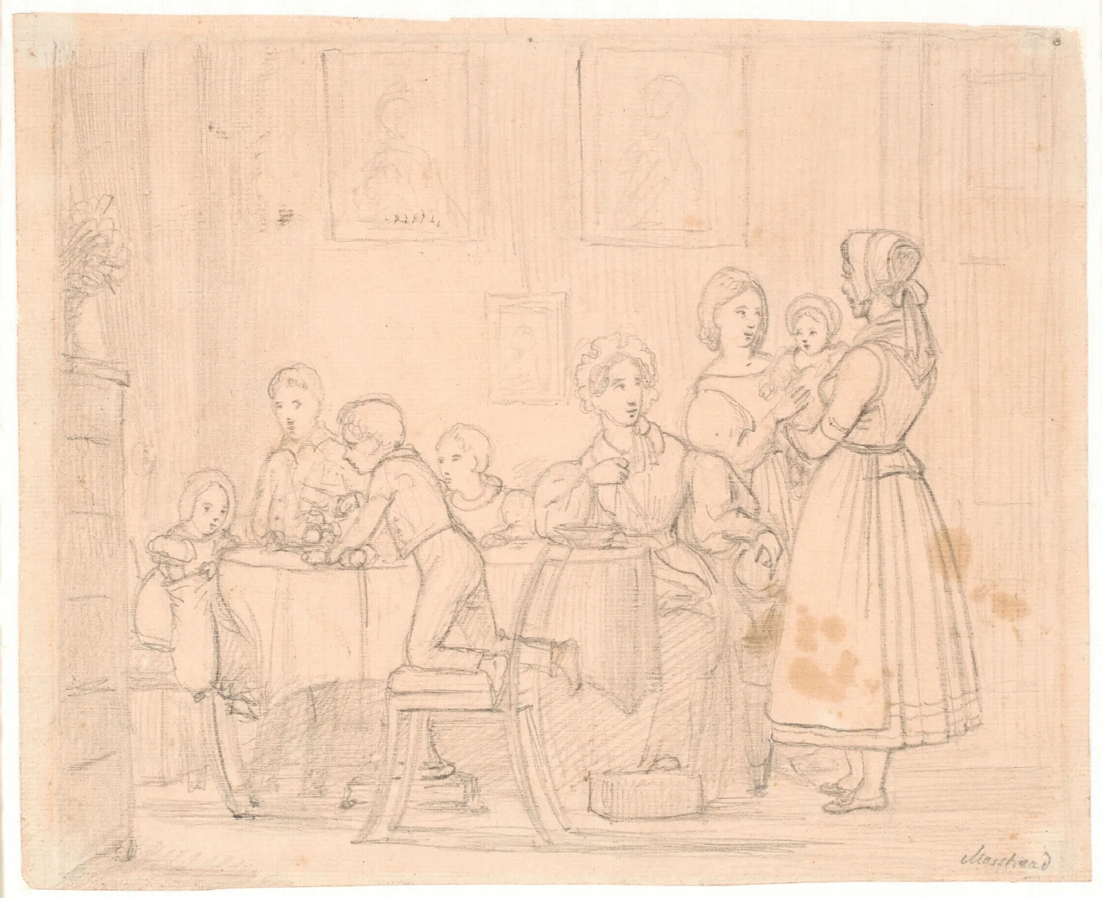 Udkast Til Det Waagepetersenske Familiebillede Wall Art by Wilhelm Marstrand - Canvas Print