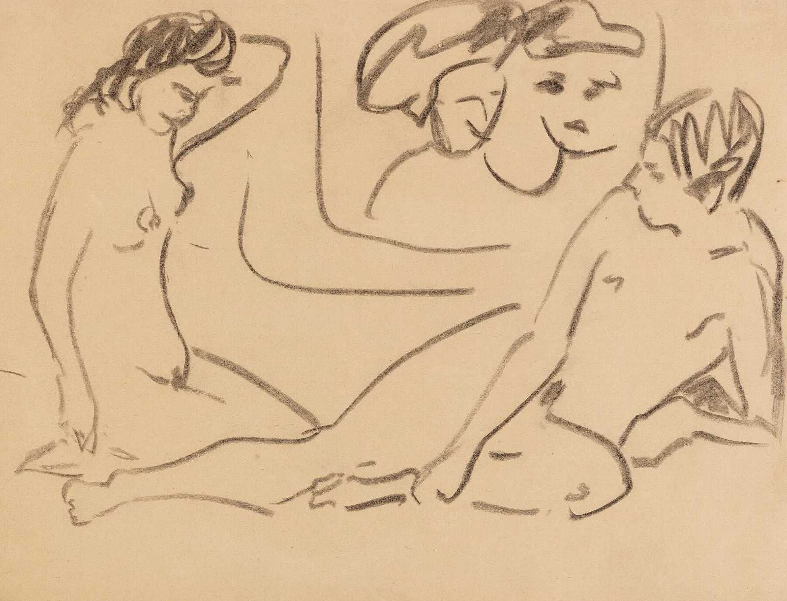 Nacktes Paar Im Spiegelbild Wall Art by Ernst Ludwig Kirchner - Canvas Print
