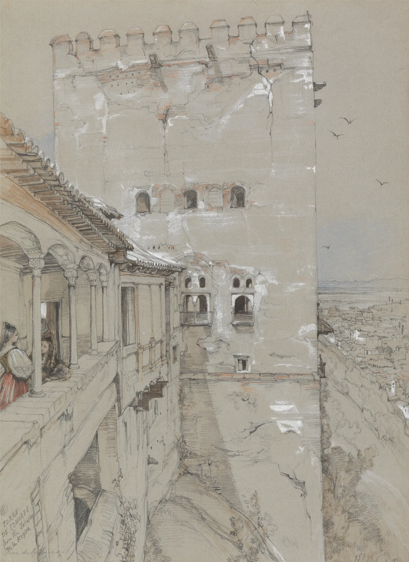 The Torre De Comares Alhambra Wall Art by John Frederick Lewis - Canvas Print