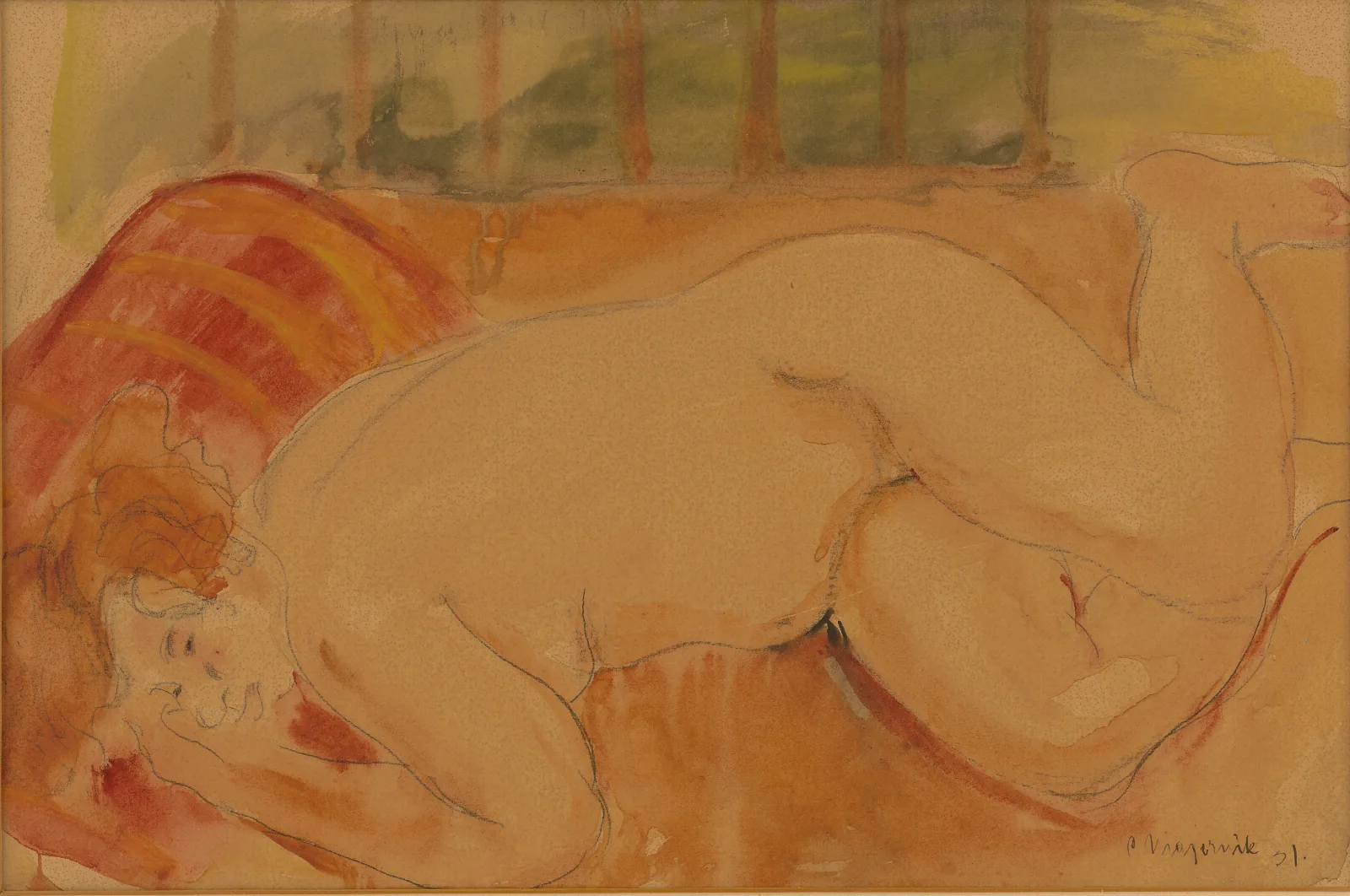 Reclining Nude 22 Wall Art by Cyprián Majerník - Canvas Print