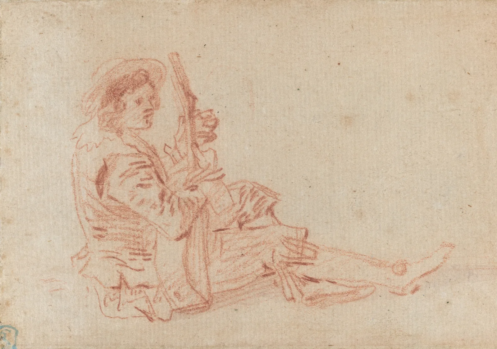 Seated Guitarist Recto Wall Art by Jean-Antoine Watteau - Canvas Print