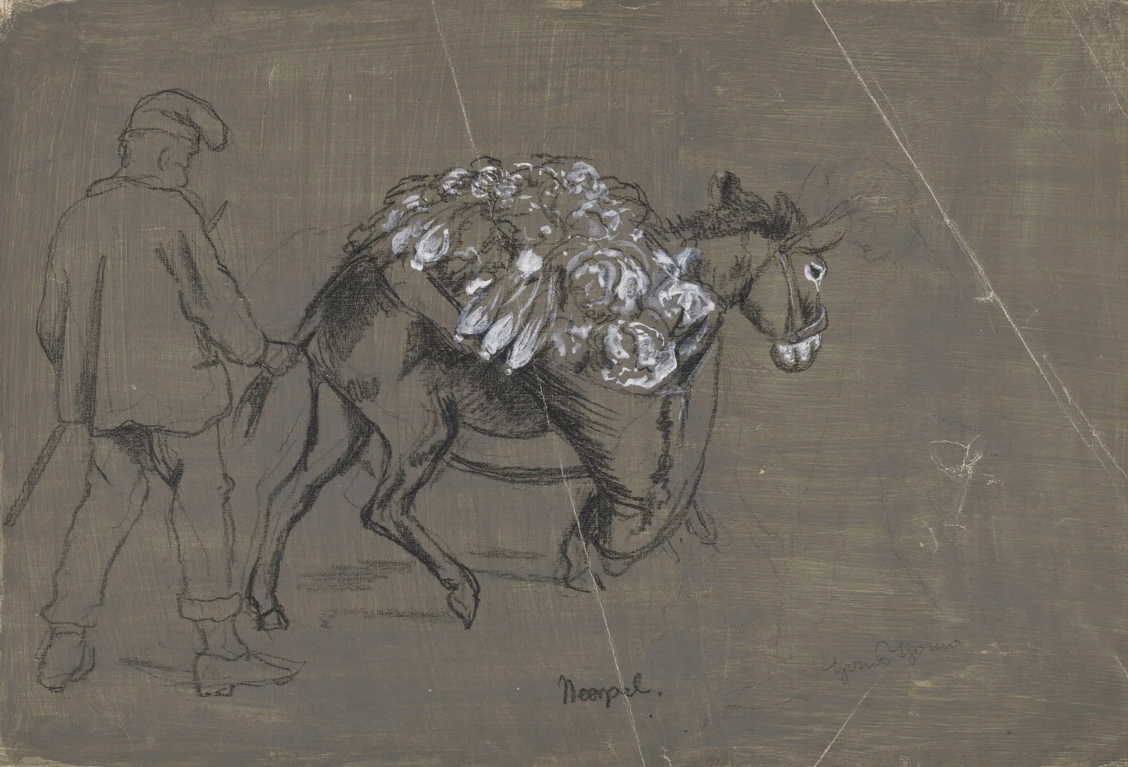 Donkey Carrying Vegetables Behind A Herdsmen Holding The Animal By Its Tail Wall Art by Hans Thoma - Canvas Print