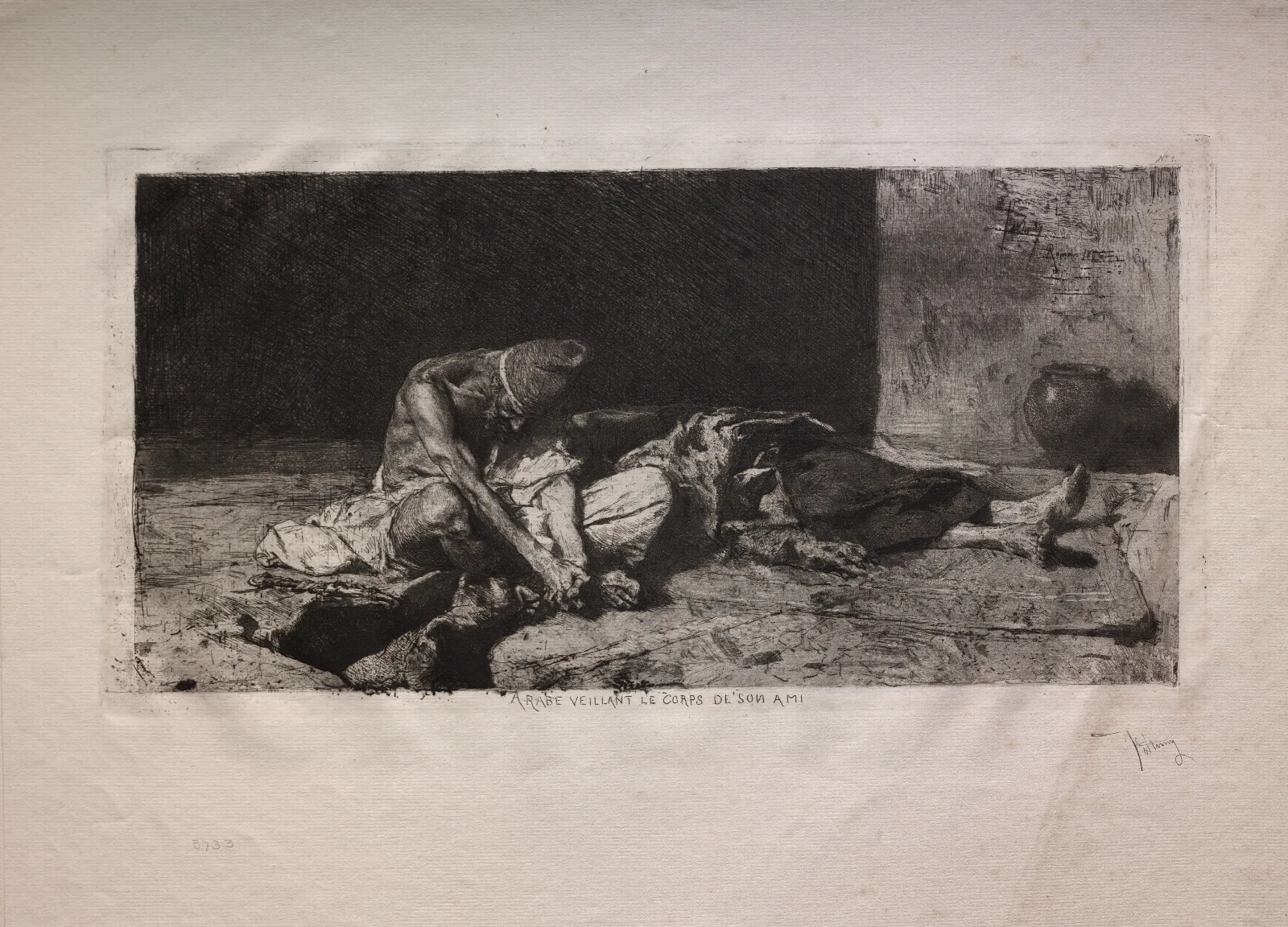 Arab Watching Over The Body Of His Friend Wall Art by Mariano Fortuny Marsal - Canvas Print