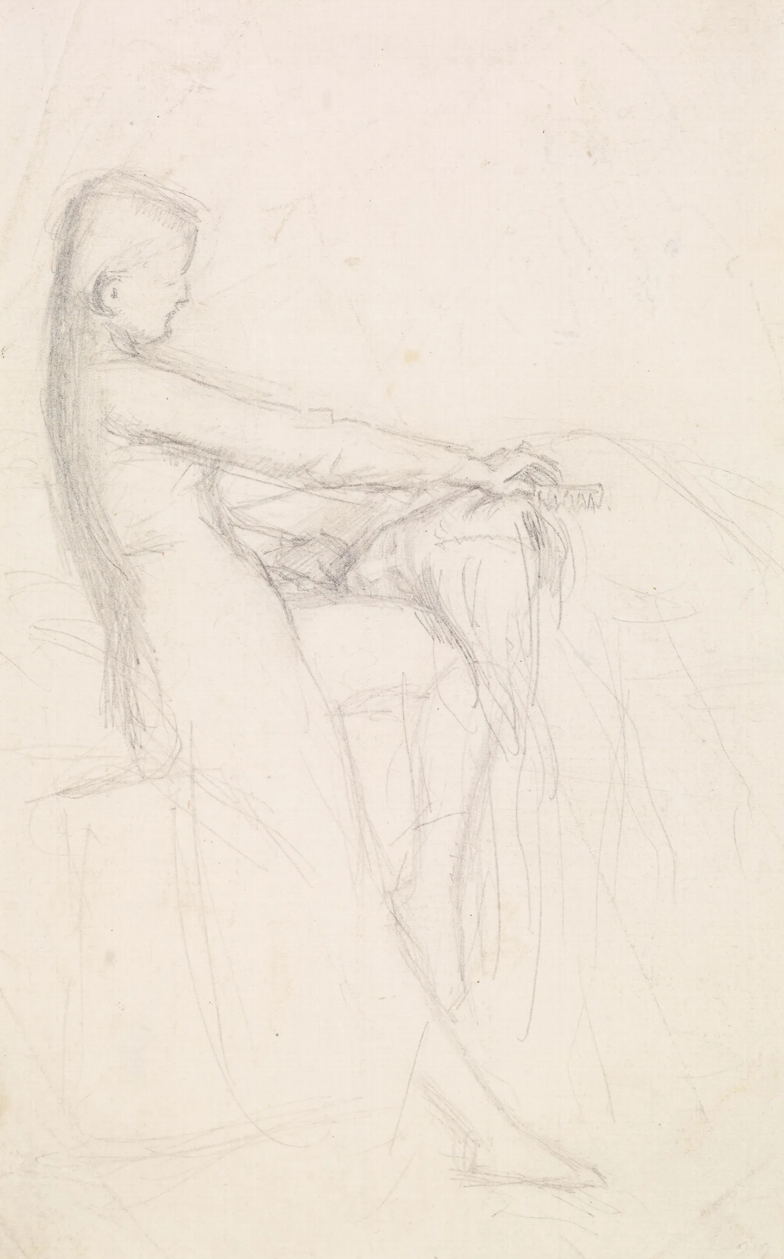 Tennysons The Sisters Figure Sketch 2 Wall Art by Sir John Everett Millais - Canvas Print