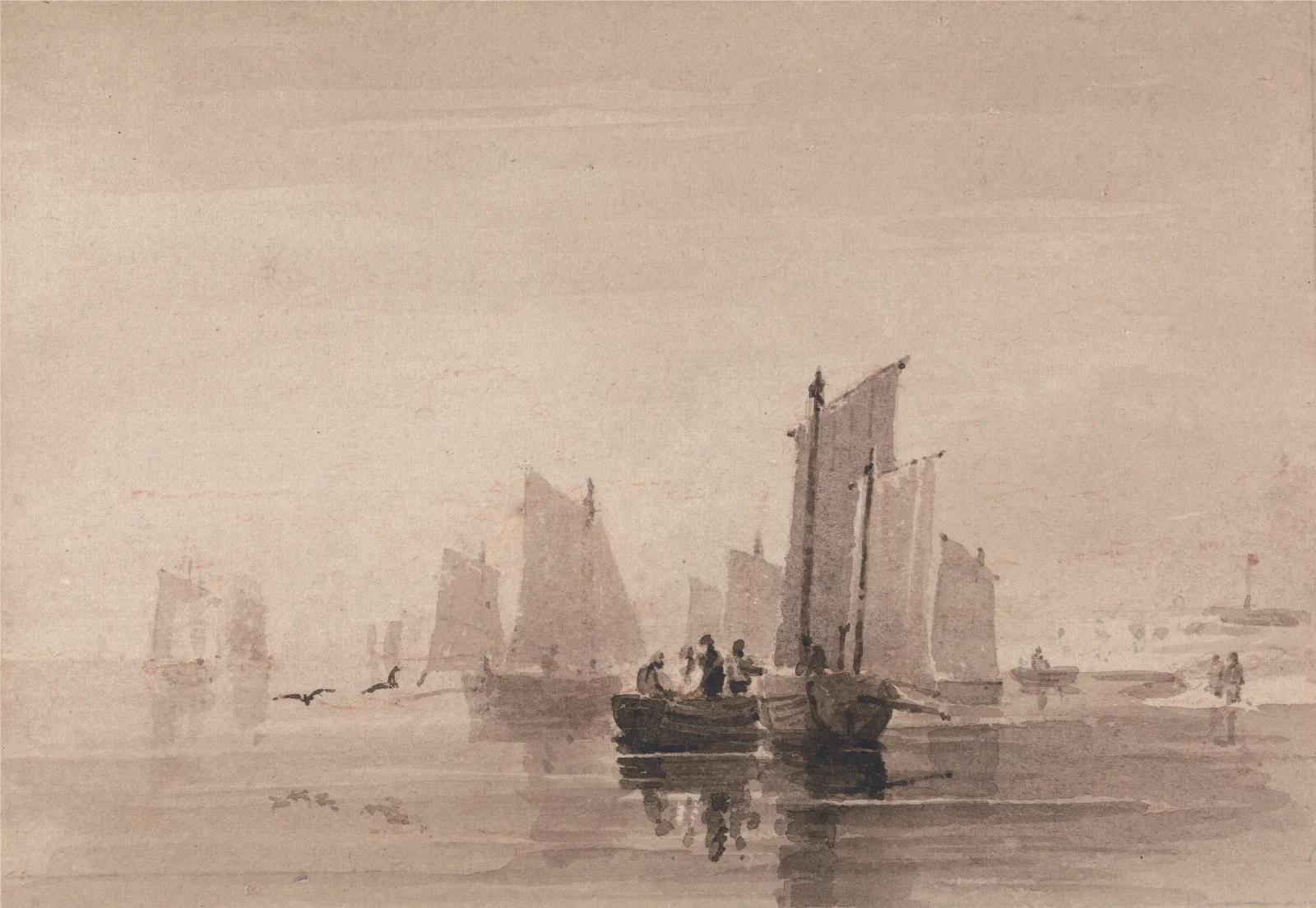 Fishing Off Hastings Wall Art by David Cox - Canvas Print