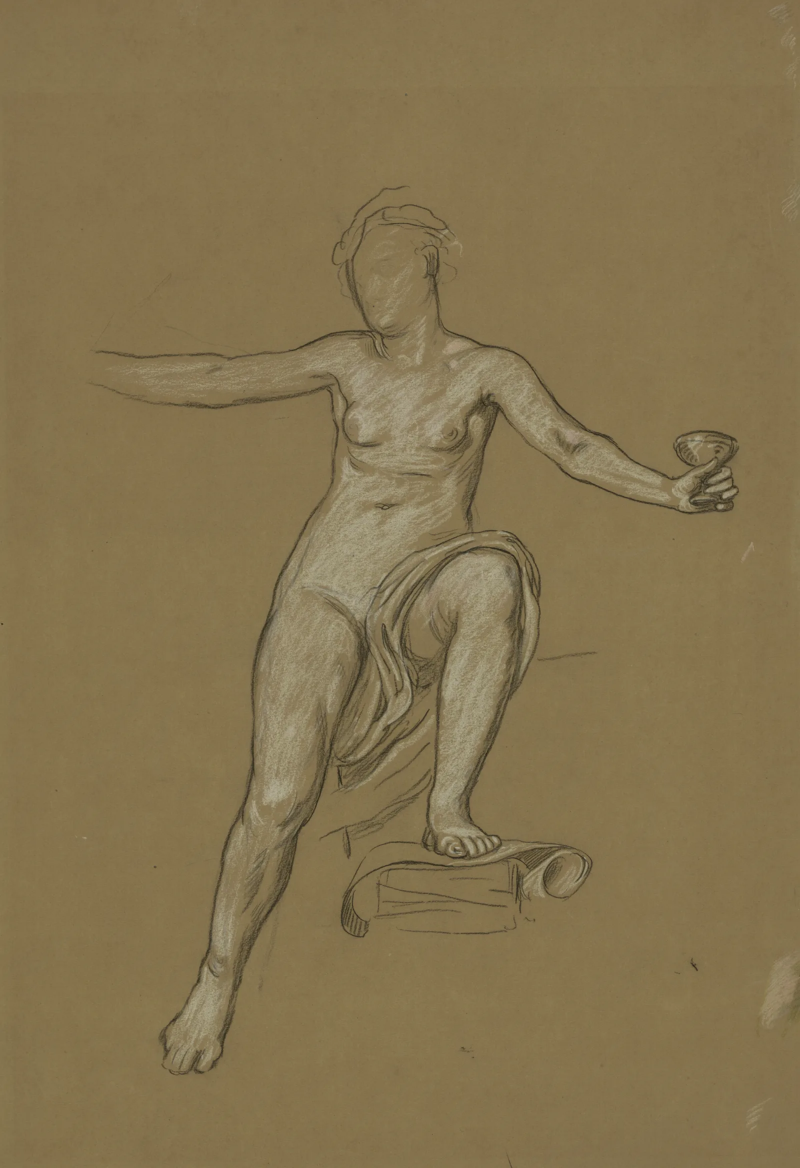 Study For The Central Figure Of Anarchy Holding A Chalice Wall Art by Elihu Vedder - Canvas Print