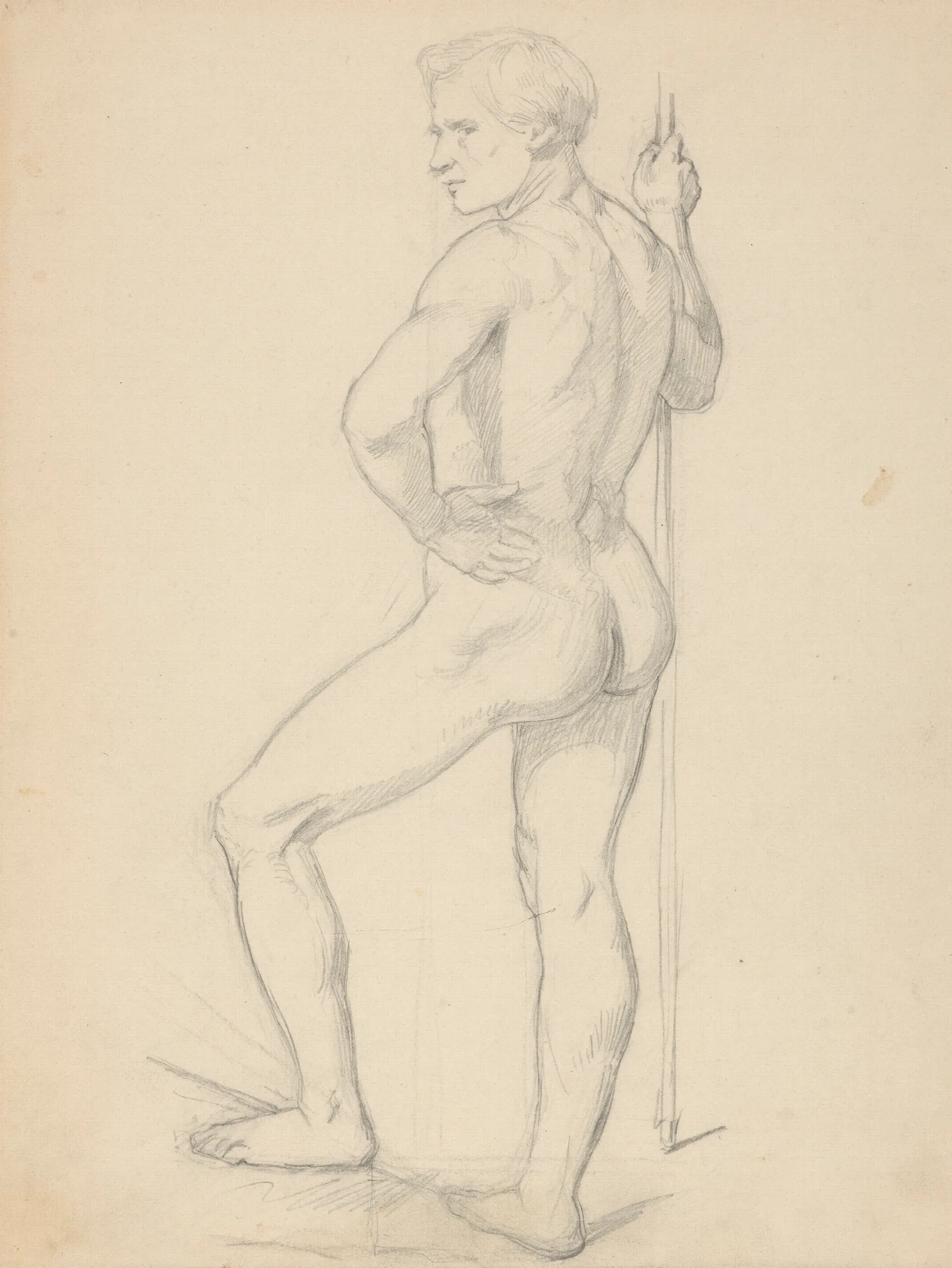 Nude Study Of Guardian To The Painting Katarzyna Jagiellonka In Gripsholm Prison Wall Art by Józef Simmler - Canvas Print
