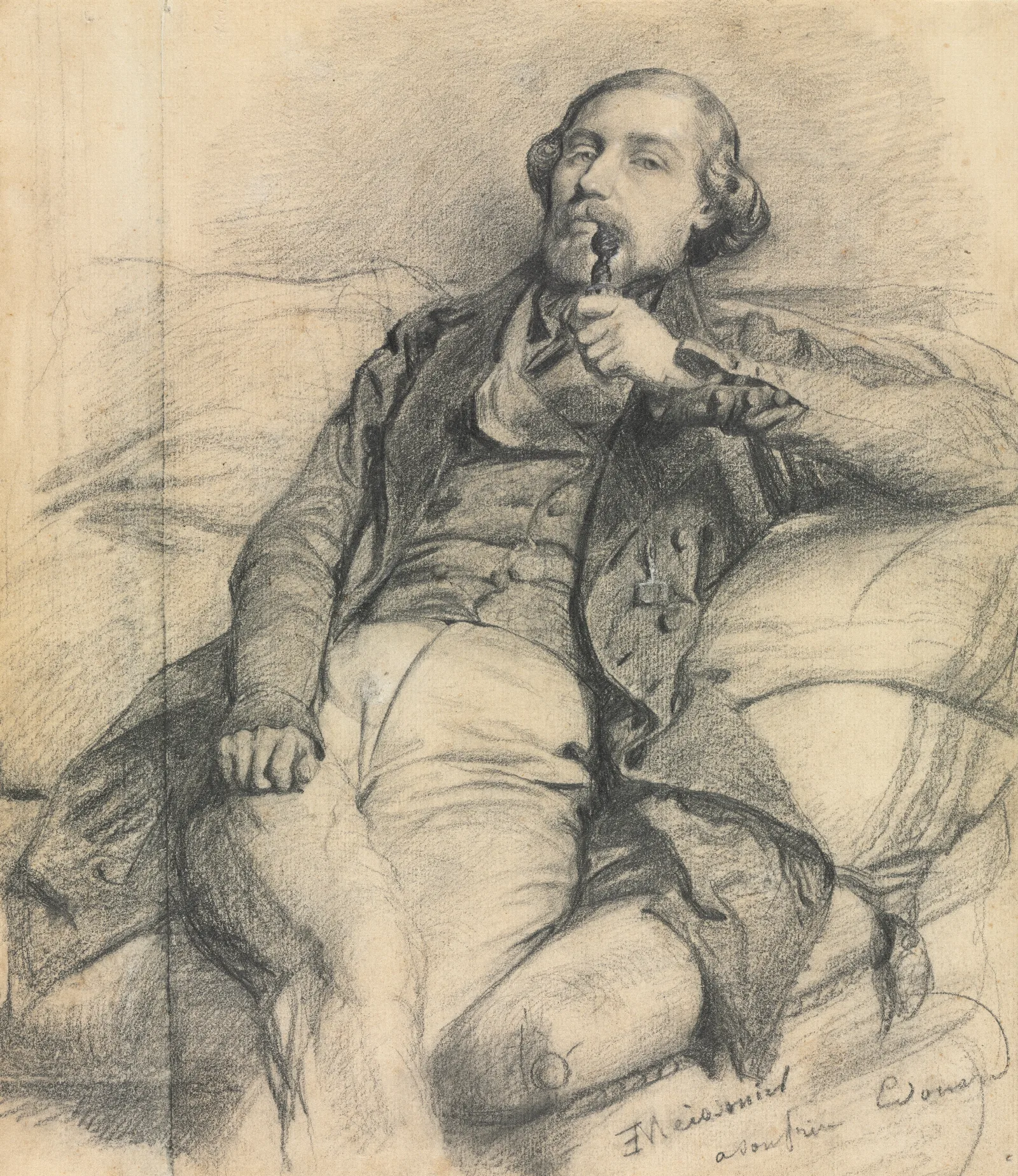 Man Smoking Wall Art by Ernest Meissonier - Canvas Print