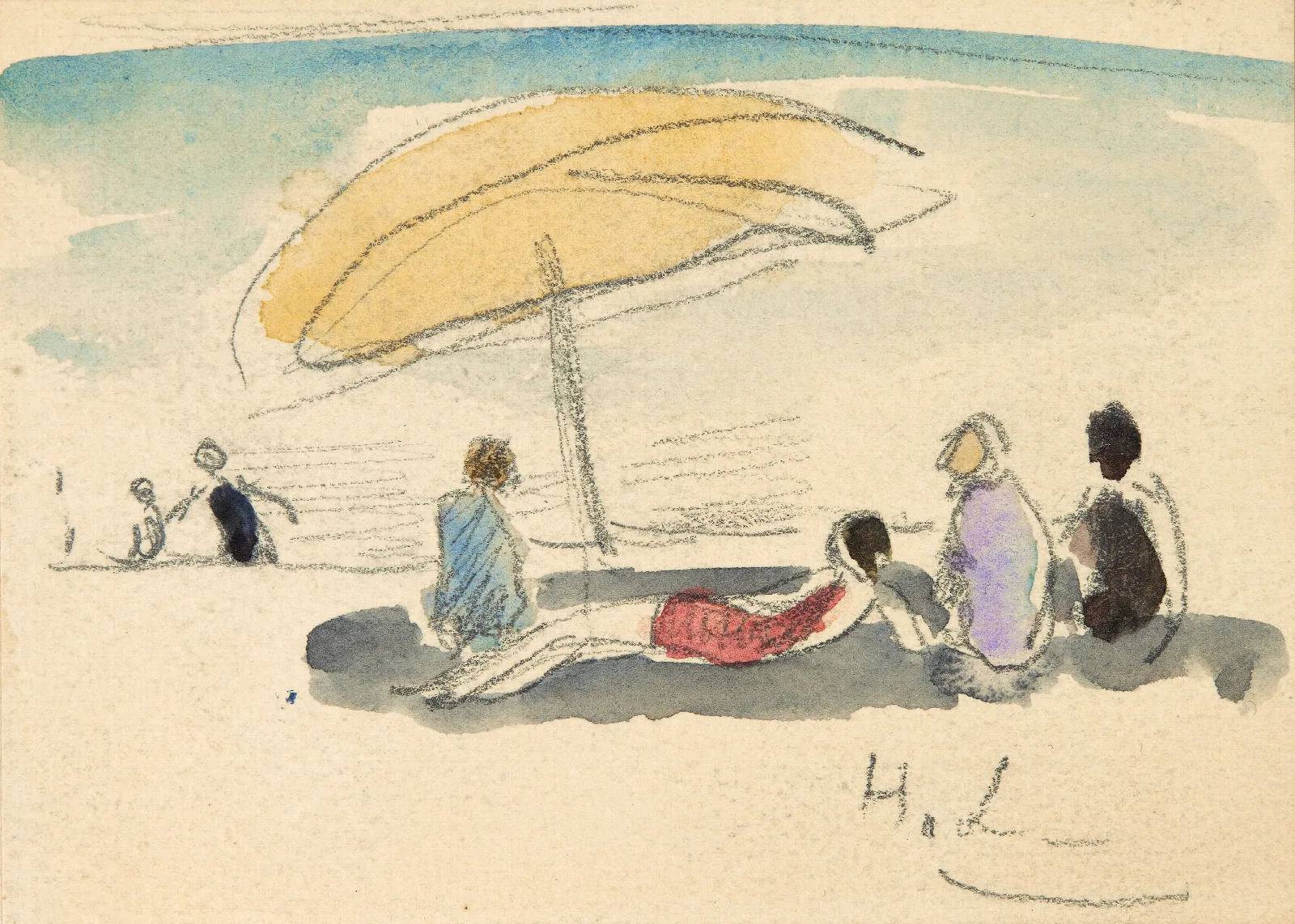 Scene De Plage 6 Wall Art by Henri Lebasque - Canvas Print