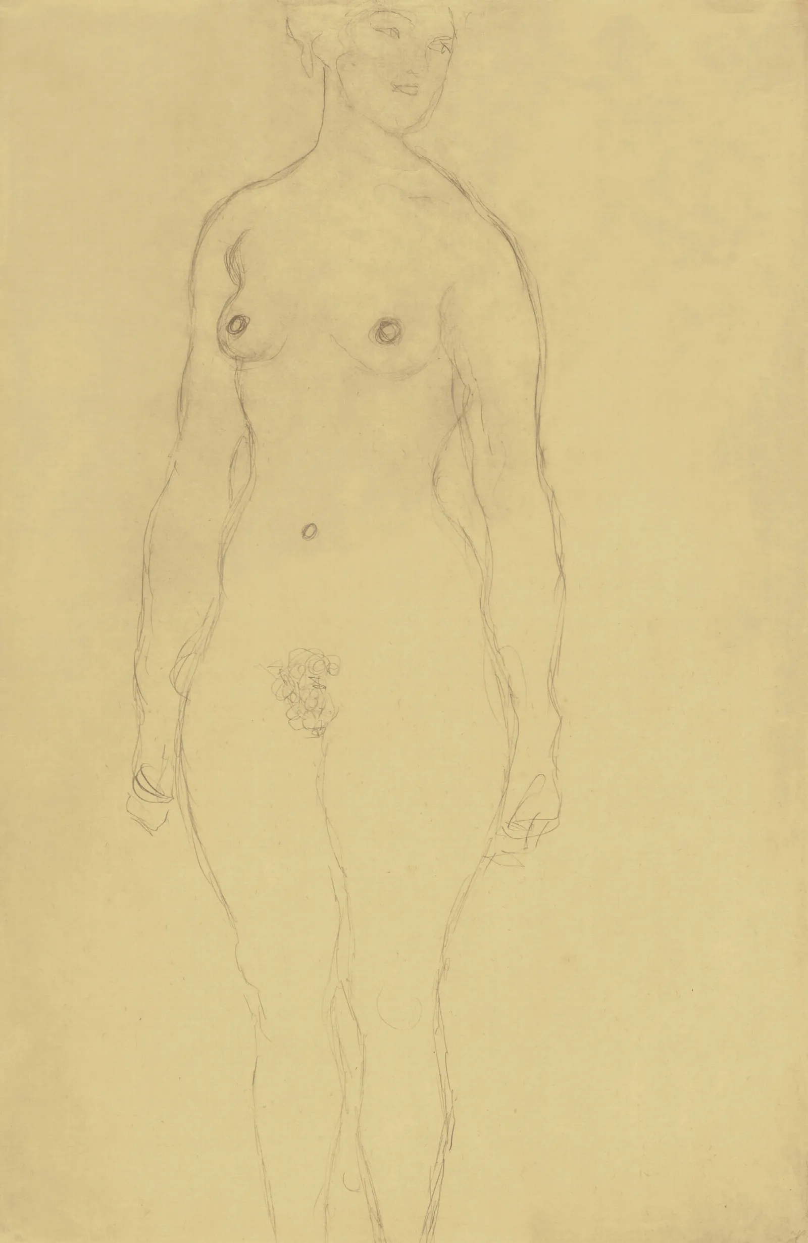 Stehender Akt Von Vorne Nach Rechts Blickend Wall Art by Gustav Klimt - Canvas Print
