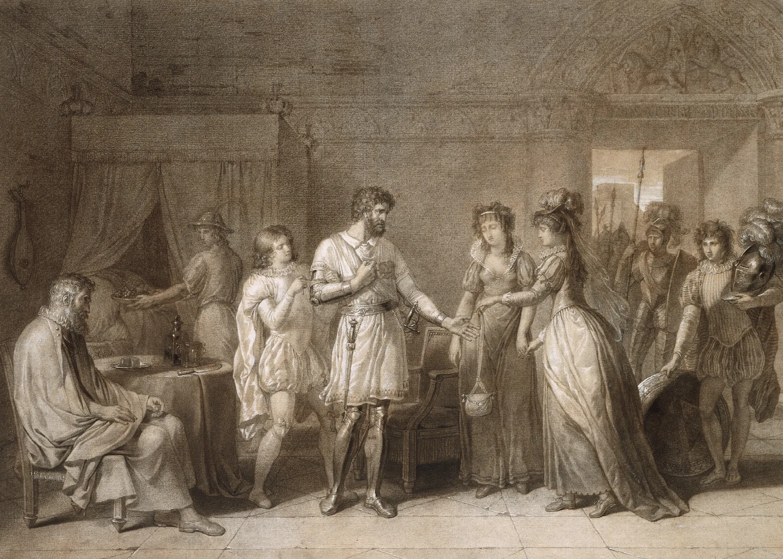Bayard Refusing The Presents Of His Hostess In Brescia Wall Art by Anne Louis Girodet-Trioson - Canvas Print