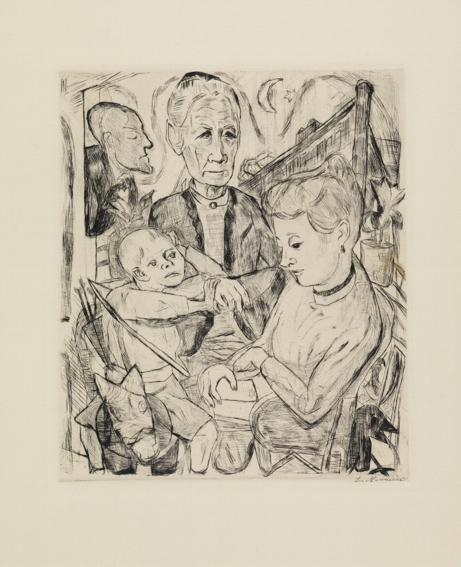 Familienszene Familie Beckmann Wall Art by Max Beckmann - Canvas Print