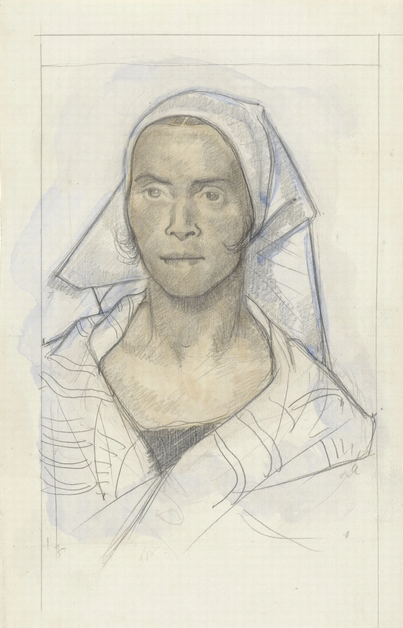 Portret Van Een Vrouw Met Hoofddoek 2 Wall Art by Richard Nicolaüs Roland Holst - Canvas Print