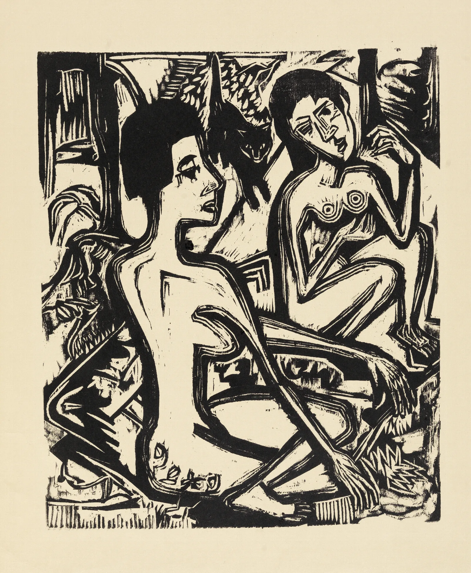 Zwei Nackte Frauen Im Walde 2 Wall Art by Ernst Ludwig Kirchner - Canvas Print