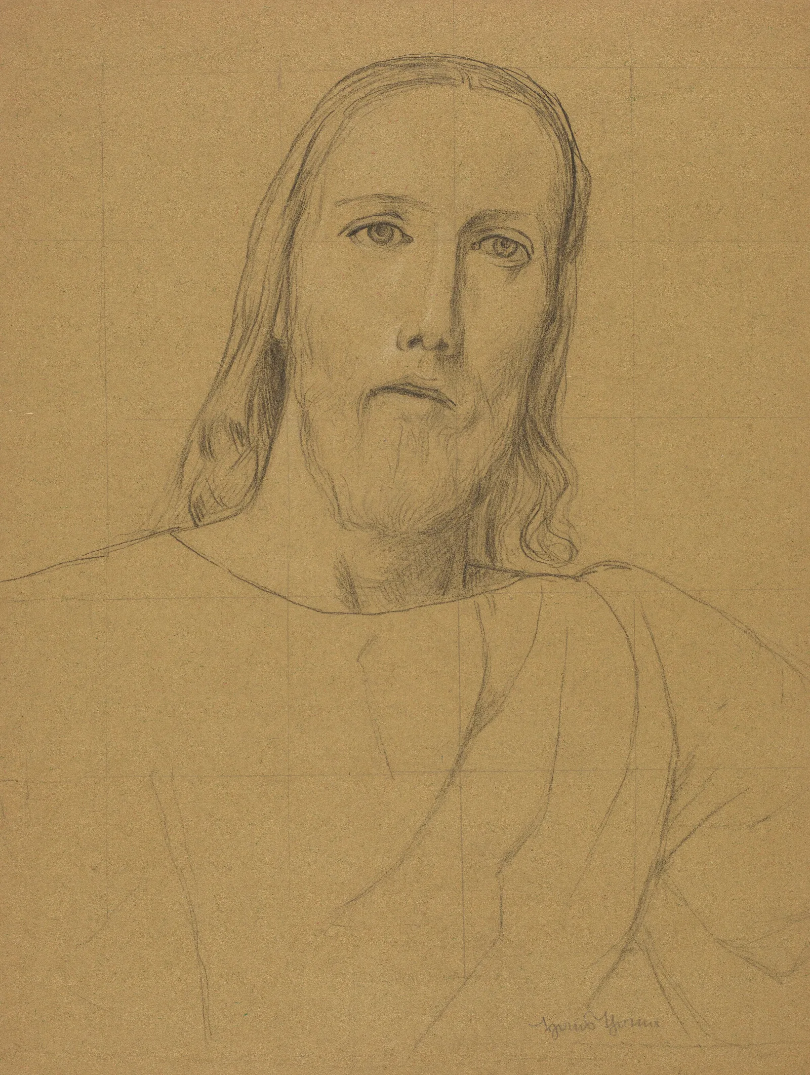 Head Of Christ 20 Wall Art by Hans Thoma - Canvas Print