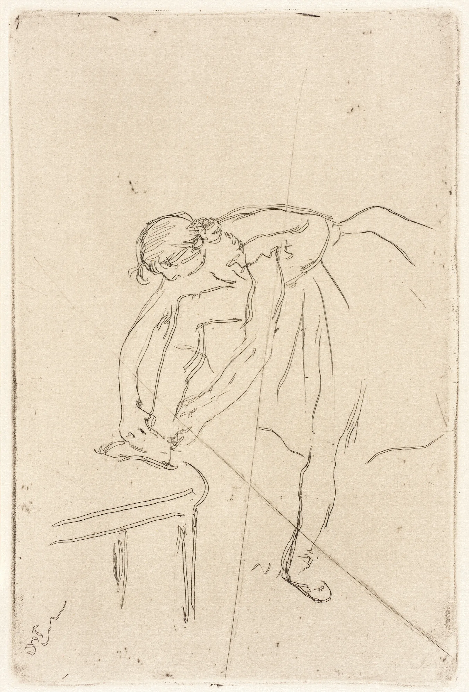 Danseuse Mettant Son Chausson Wall Art by Edgar Degas - Canvas Print