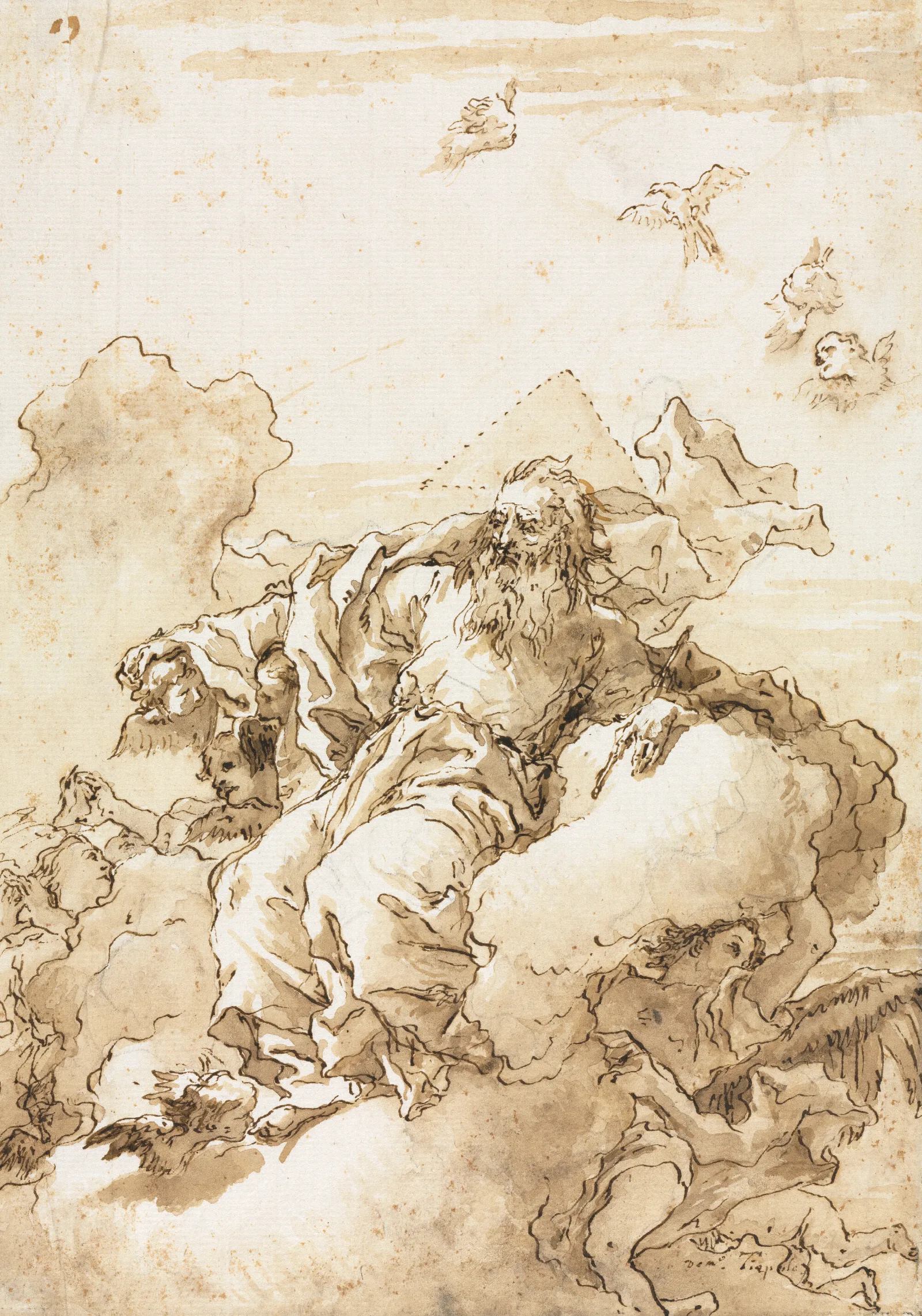God The Father With Symbol Of The Trinity Wall Art by Giovanni Domenico Tiepolo - Canvas Print