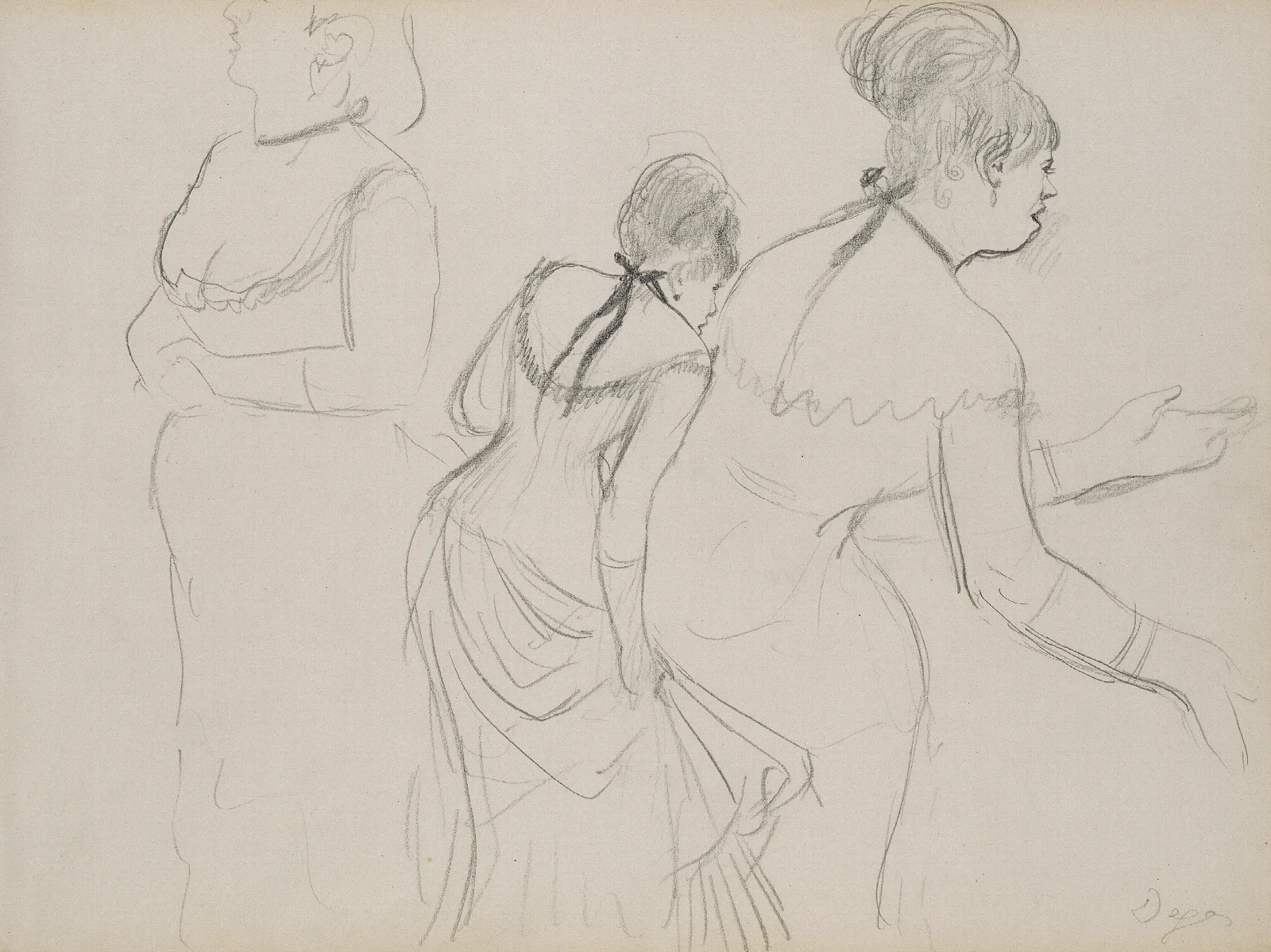 Sketches Of A Cafe Singer Wall Art by Edgar Degas - Canvas Print