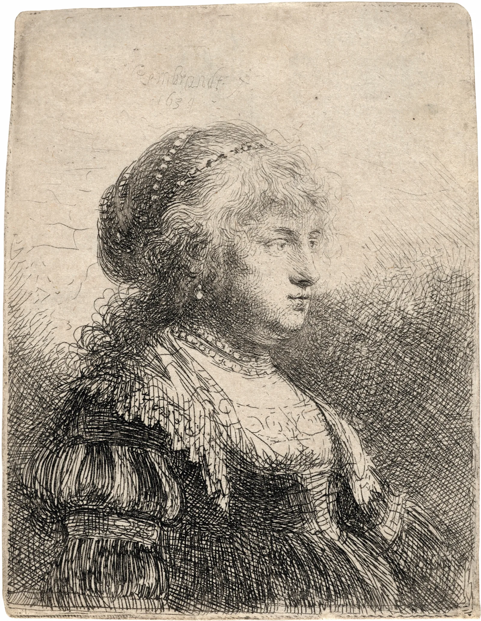 Saskia With Pearls In Her Hair Wall Art by Rembrandt van Rijn - Canvas Print