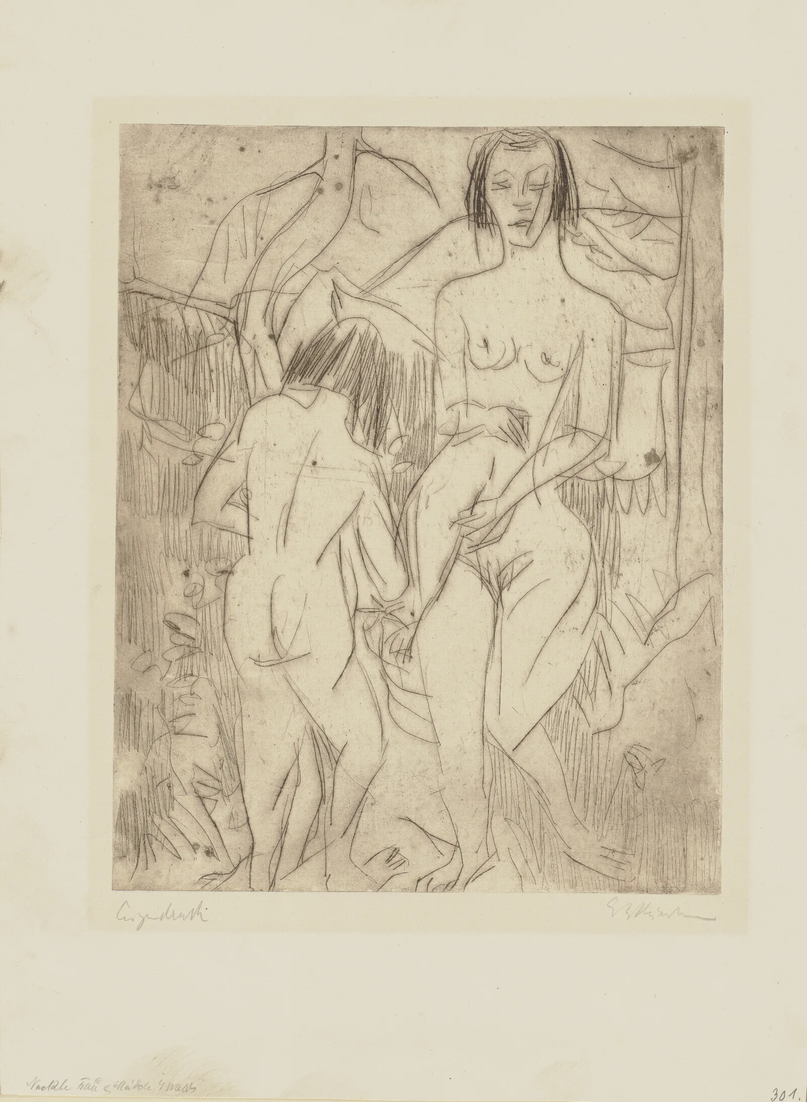 Nackte Madchen Wall Art by Ernst Ludwig Kirchner - Canvas Print