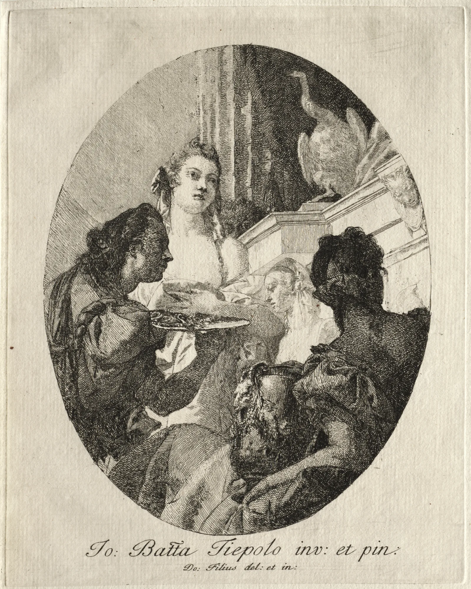 Three Women Presenting Gifts Of Marc Anthony To Cleopatra Wall Art by Giovanni Domenico Tiepolo - Canvas Print
