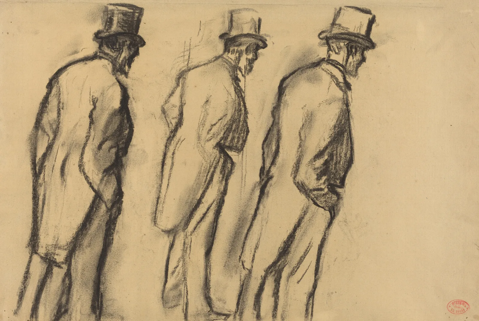 Three Studies Of Ludovic Halevy Standing Wall Art by Edgar Degas - Canvas Print