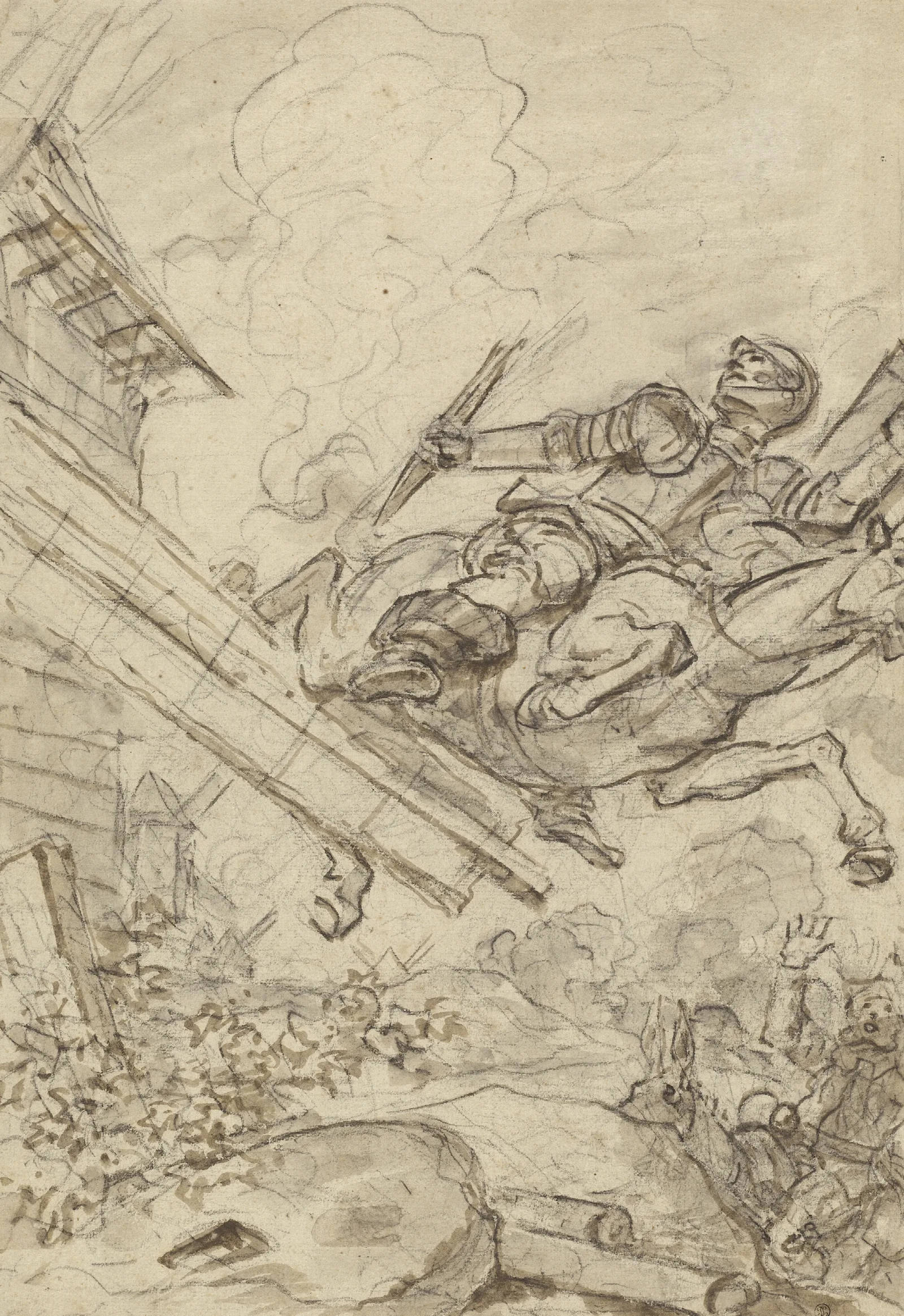 Don Quixote Attacking The Windmill Wall Art by Jean-Honoré Fragonard - Canvas Print