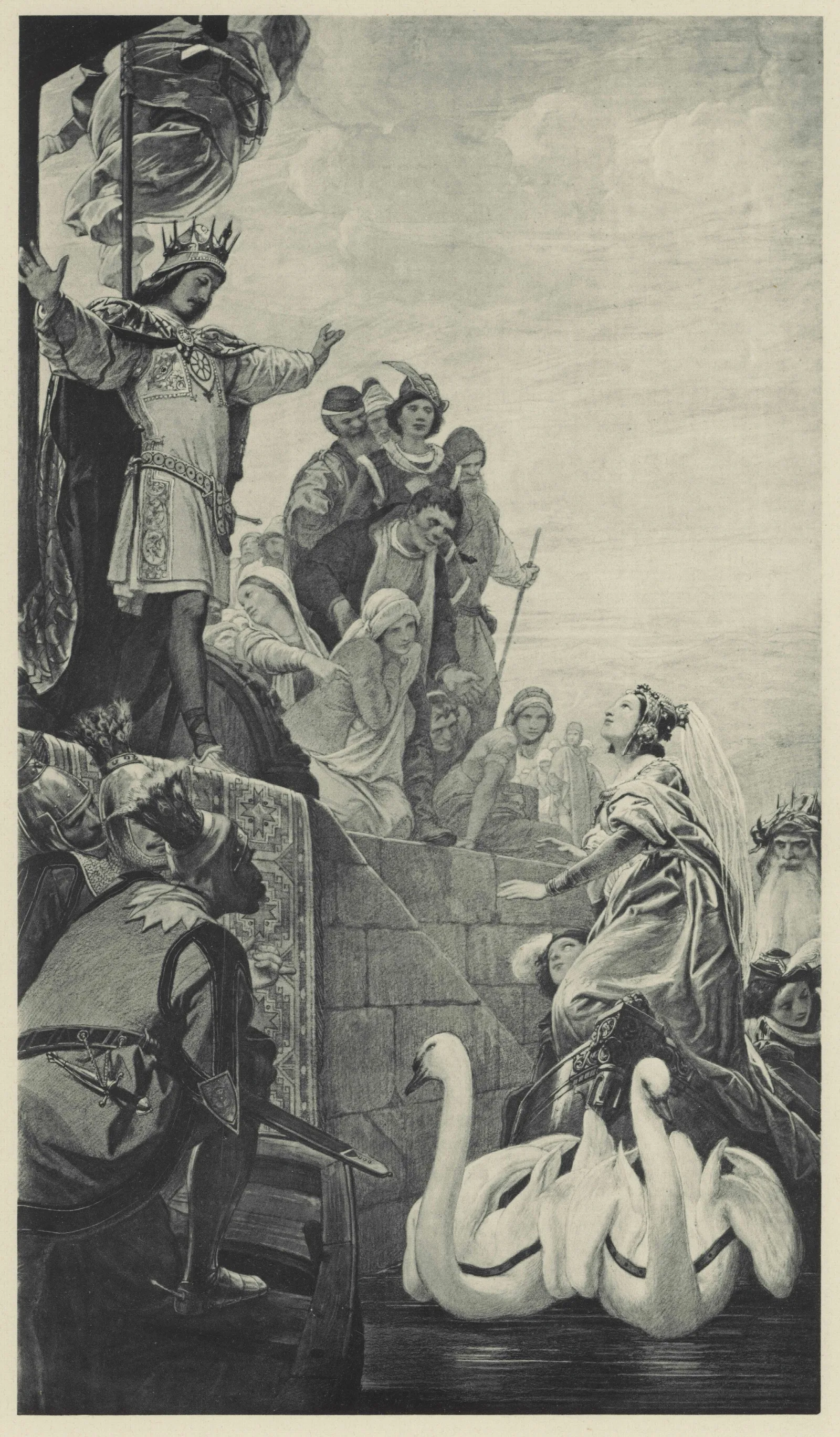 Illustration Zu Dem Mahrchen Vom Rhein Und Dem Muller Radlauf Wall Art by Eduard von Steinle - Canvas Print