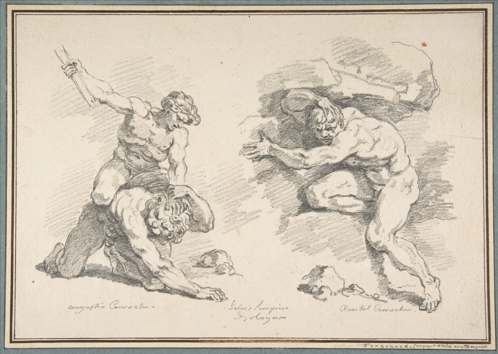 Hercules And Cacus After Annibale Carracci And The Destruction Of Enceladus After Agostino Carracci Wall Art by Jean-Honoré Fragonard - Canvas Print