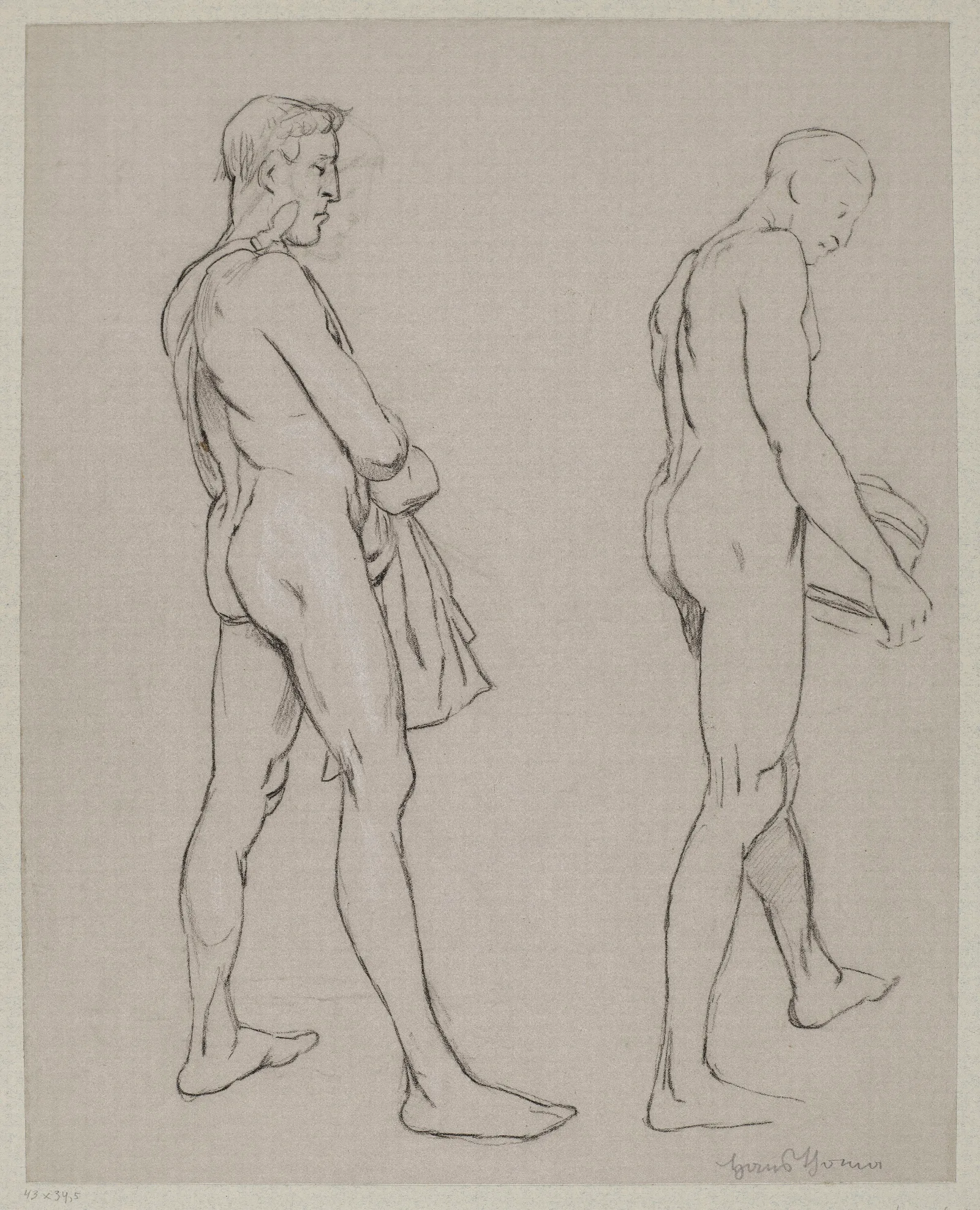 Study Of Two Male Nudes 2 Wall Art by Hans Thoma - Canvas Print