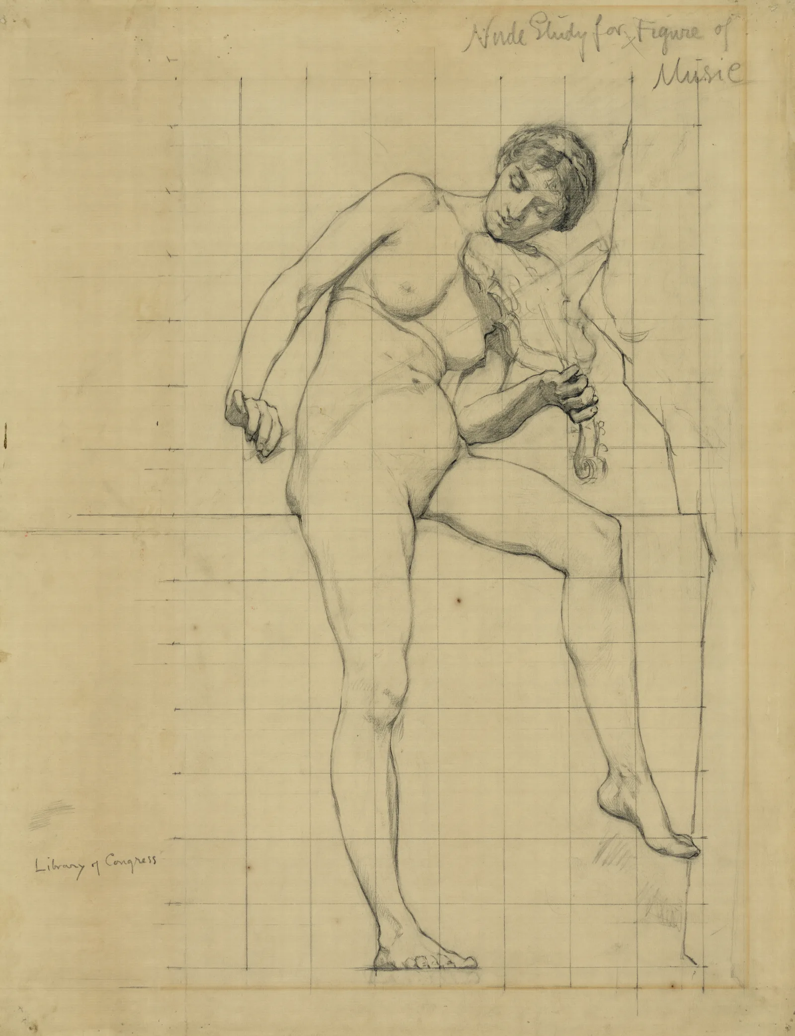 Nude Study For Figure Of Music Wall Art by Kenyon Cox - Canvas Print
