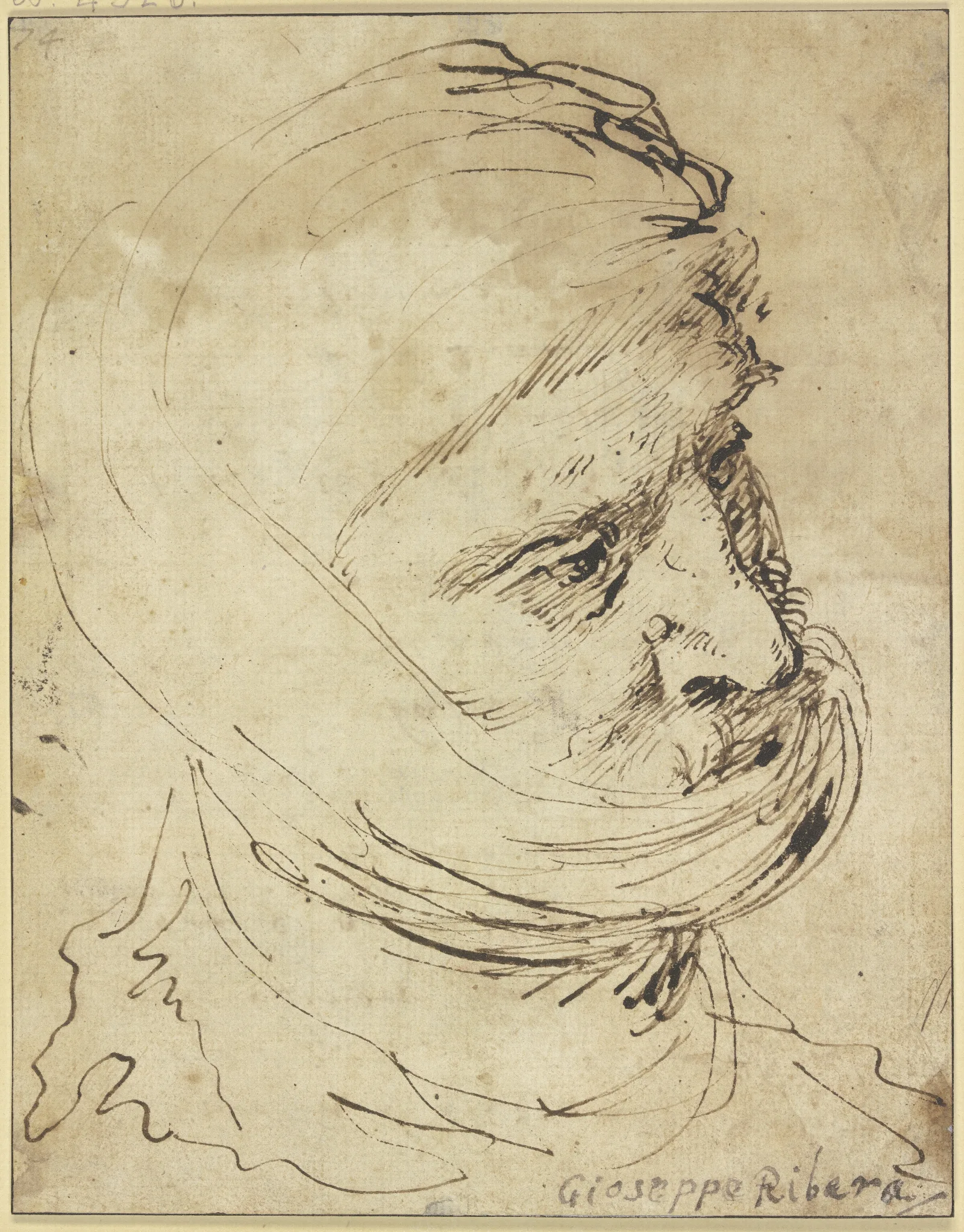 Head Of A Man With Cloth Headdress Wall Art by Jusepe de Ribera - Canvas Print