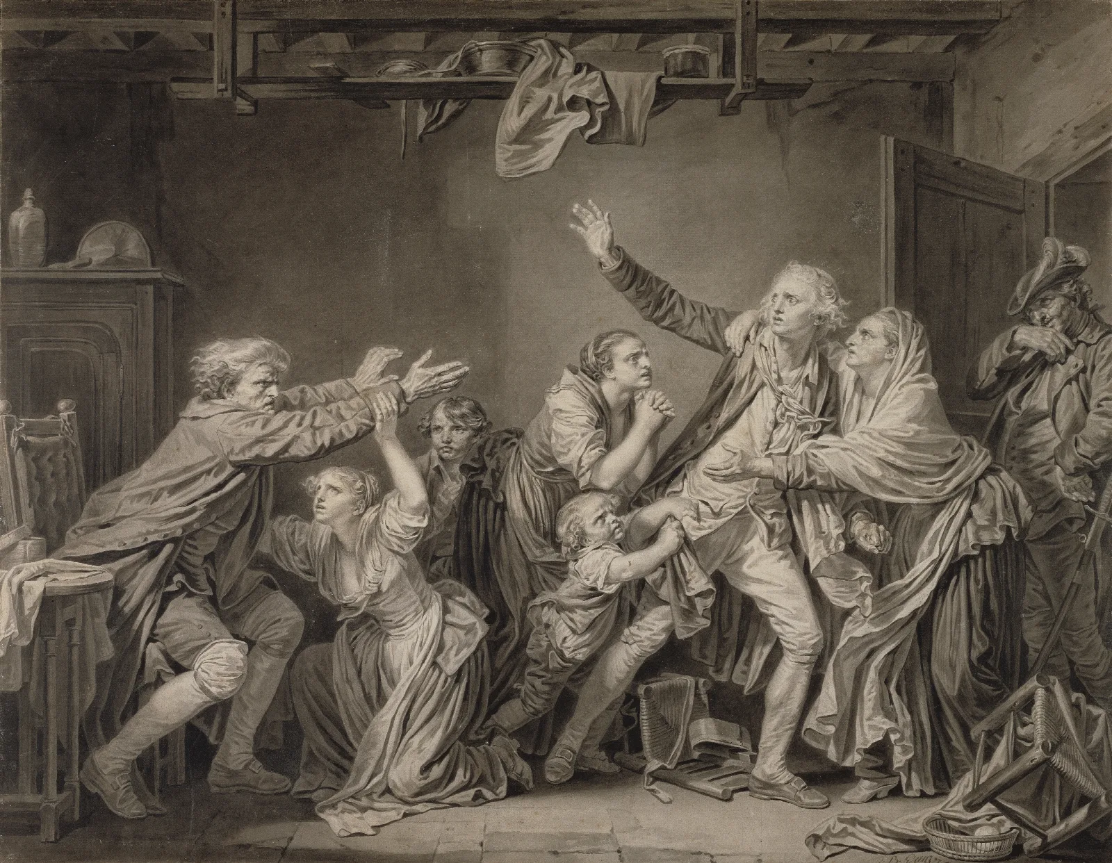 The Fathers Curse The Ungrateful Son Wall Art by Jean-Baptiste Greuze - Canvas Print